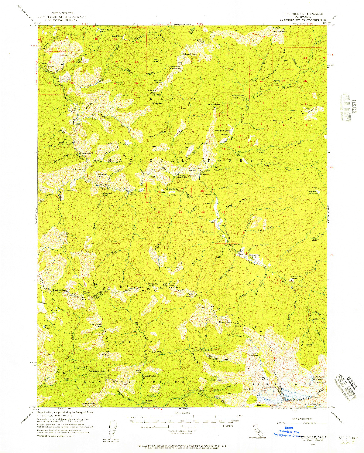USGS 1:62500-SCALE QUADRANGLE FOR CECILVILLE, CA 1955