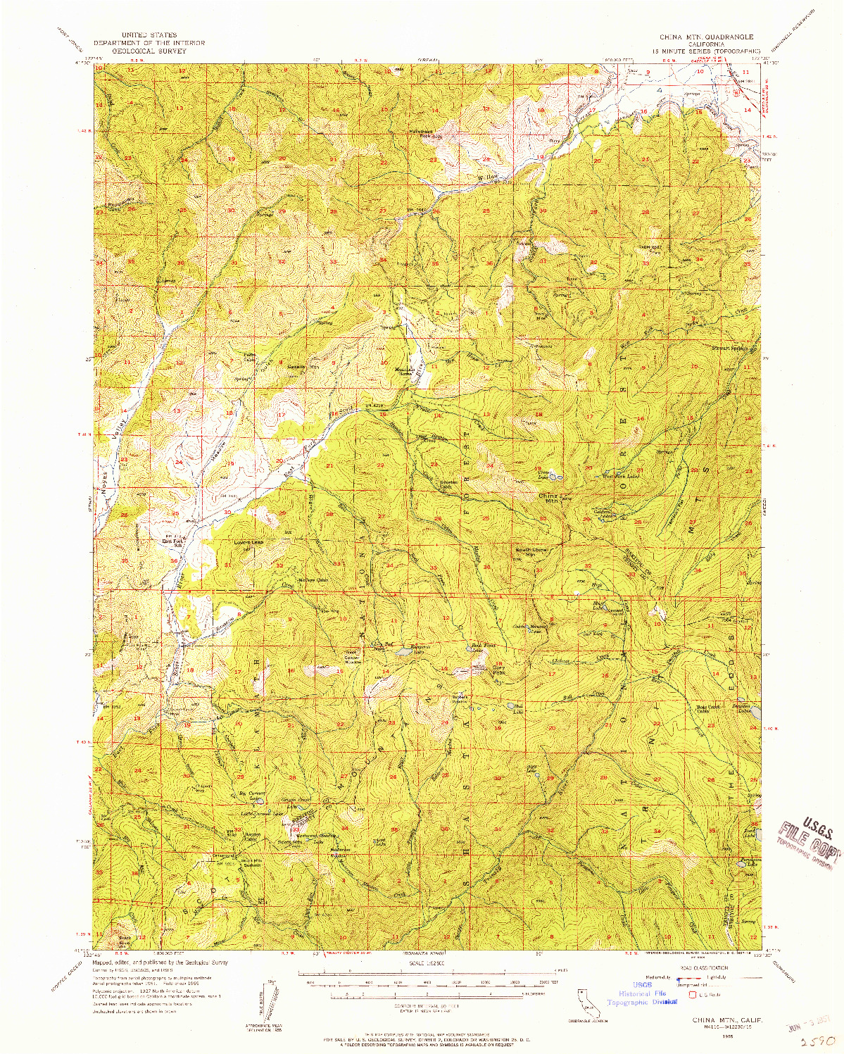 USGS 1:62500-SCALE QUADRANGLE FOR CHINA MOUNTAIN, CA 1955