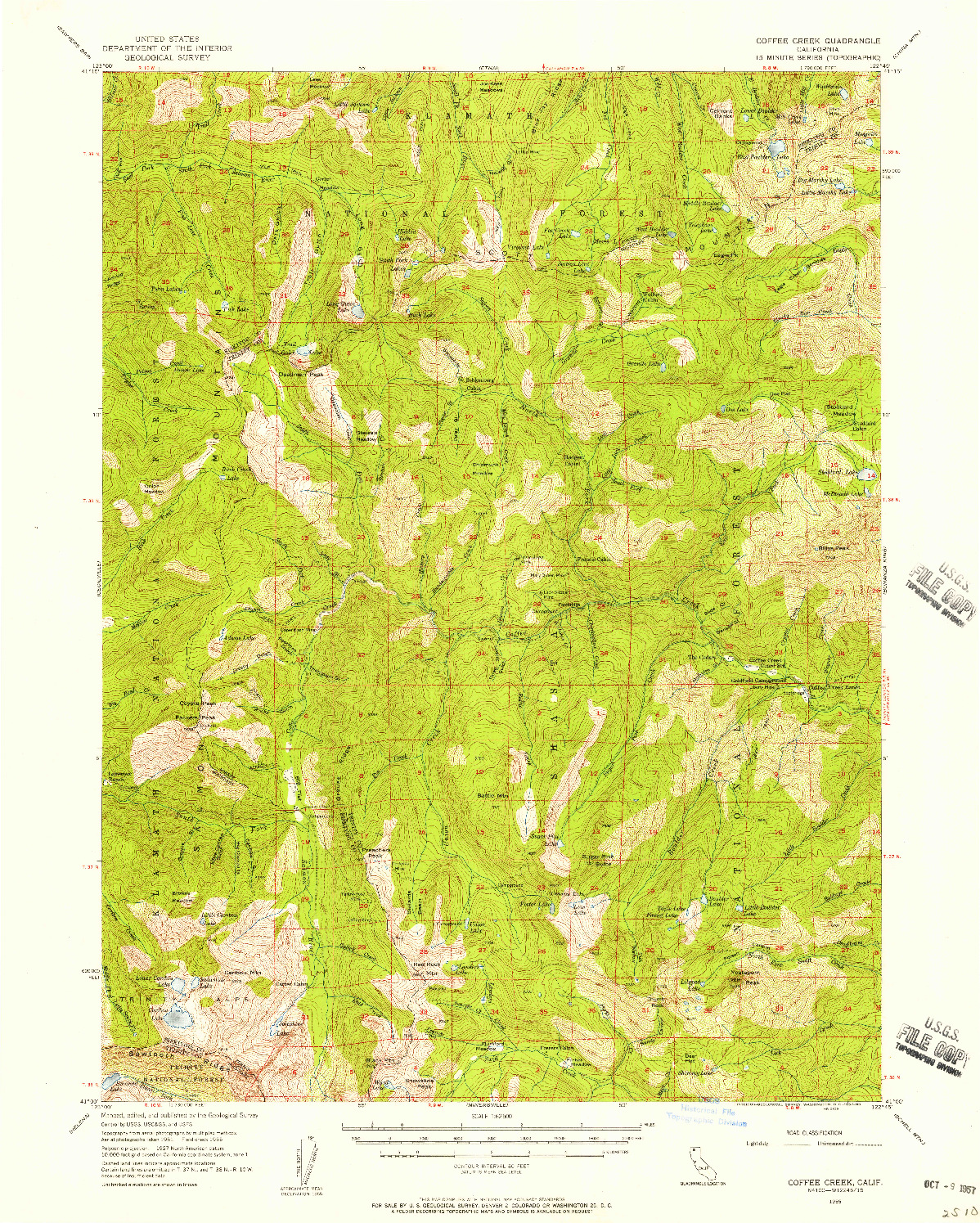 USGS 1:62500-SCALE QUADRANGLE FOR COFFEE CREEK, CA 1955