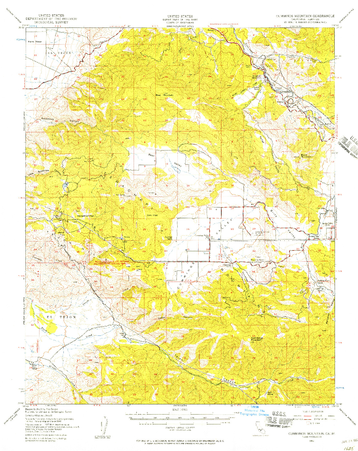 USGS 1:62500-SCALE QUADRANGLE FOR CUMMINGS MOUNTAIN, CA 1943