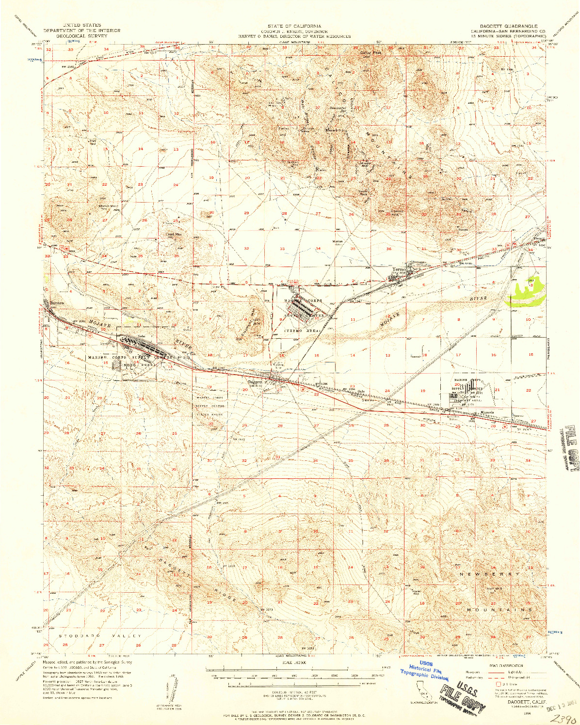 USGS 1:62500-SCALE QUADRANGLE FOR DAGGETT, CA 1956