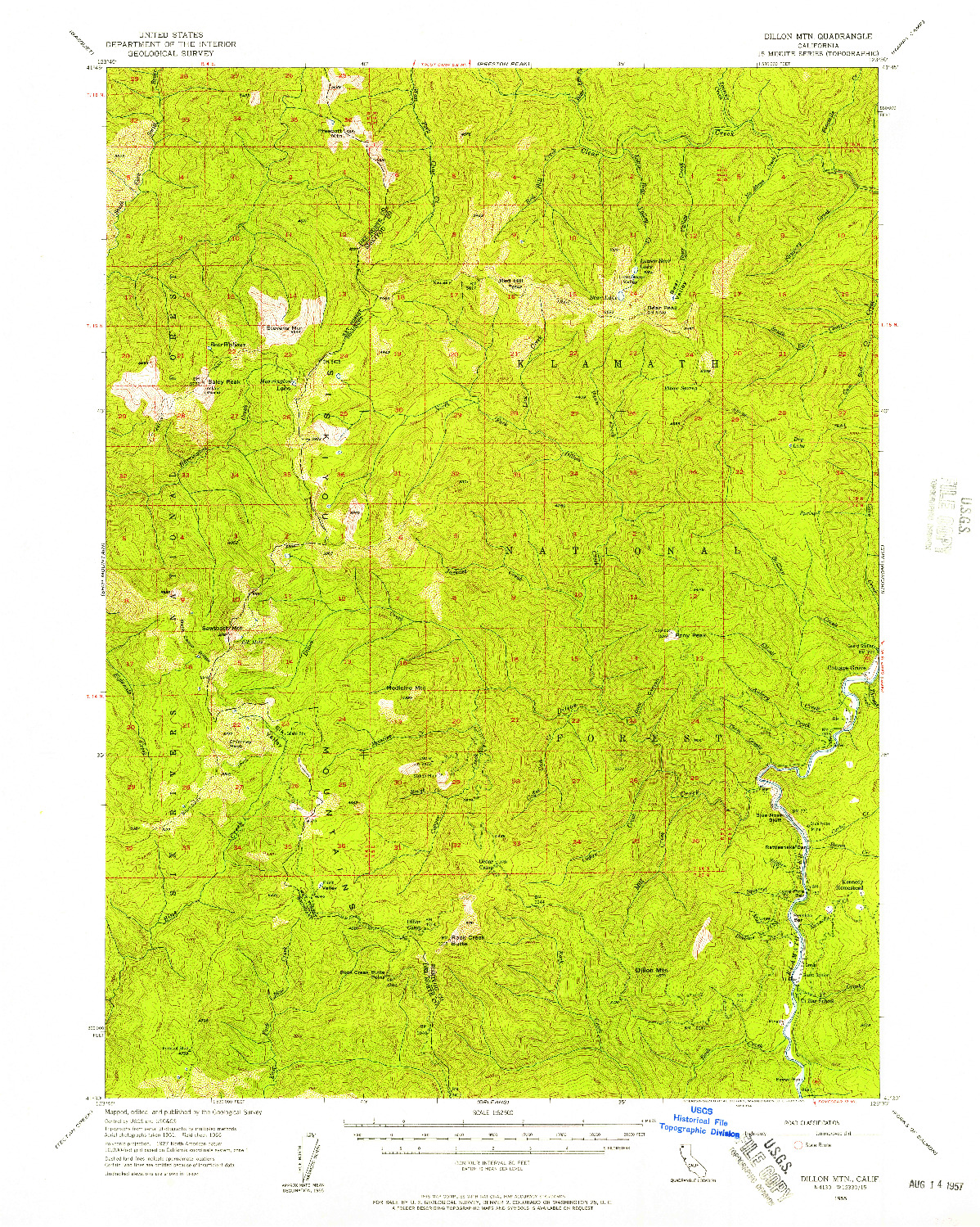 USGS 1:62500-SCALE QUADRANGLE FOR DILLON MTN, CA 1955