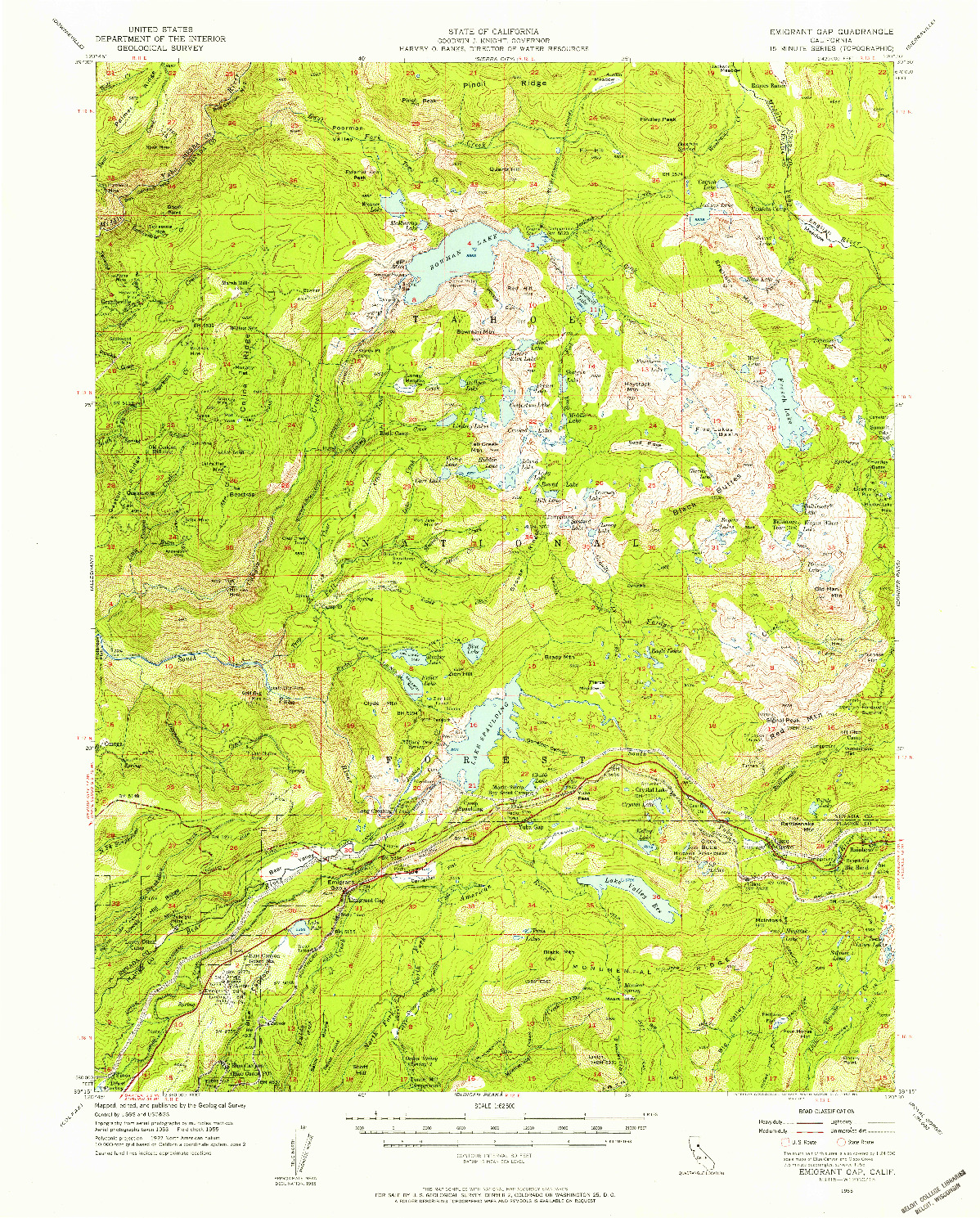 USGS 1:62500-SCALE QUADRANGLE FOR EMIGRANT GAP, CA 1955