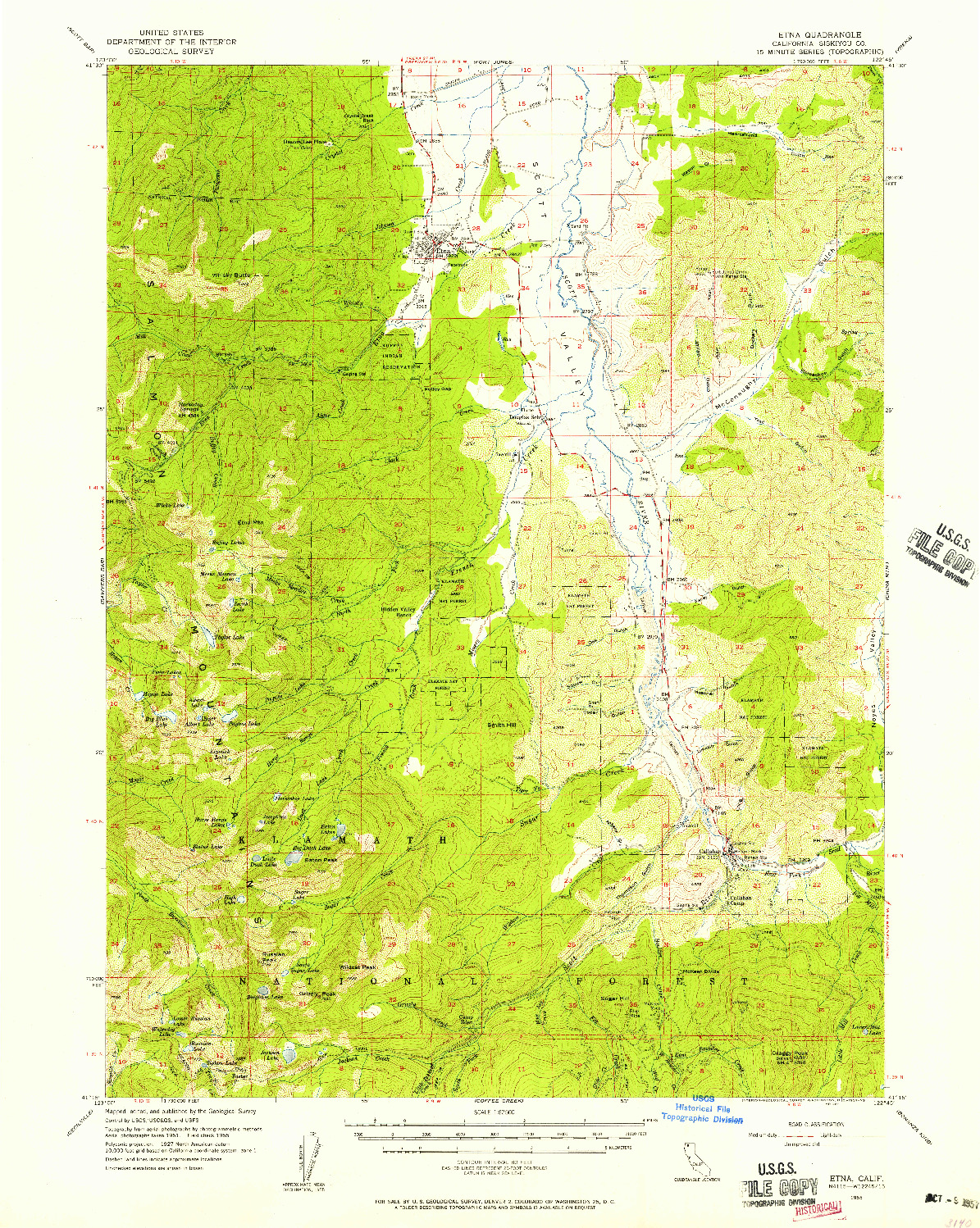 USGS 1:62500-SCALE QUADRANGLE FOR ETNA, CA 1955