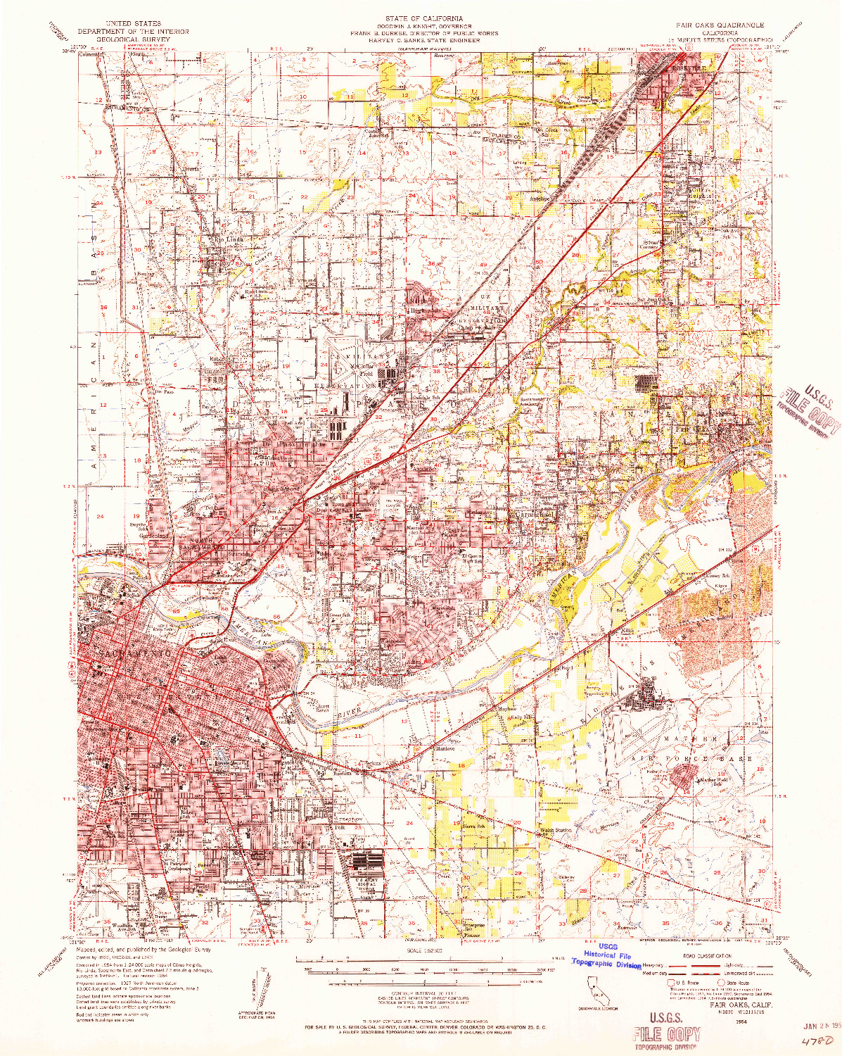 USGS 1:62500-SCALE QUADRANGLE FOR FAIR OAKS, CA 1954