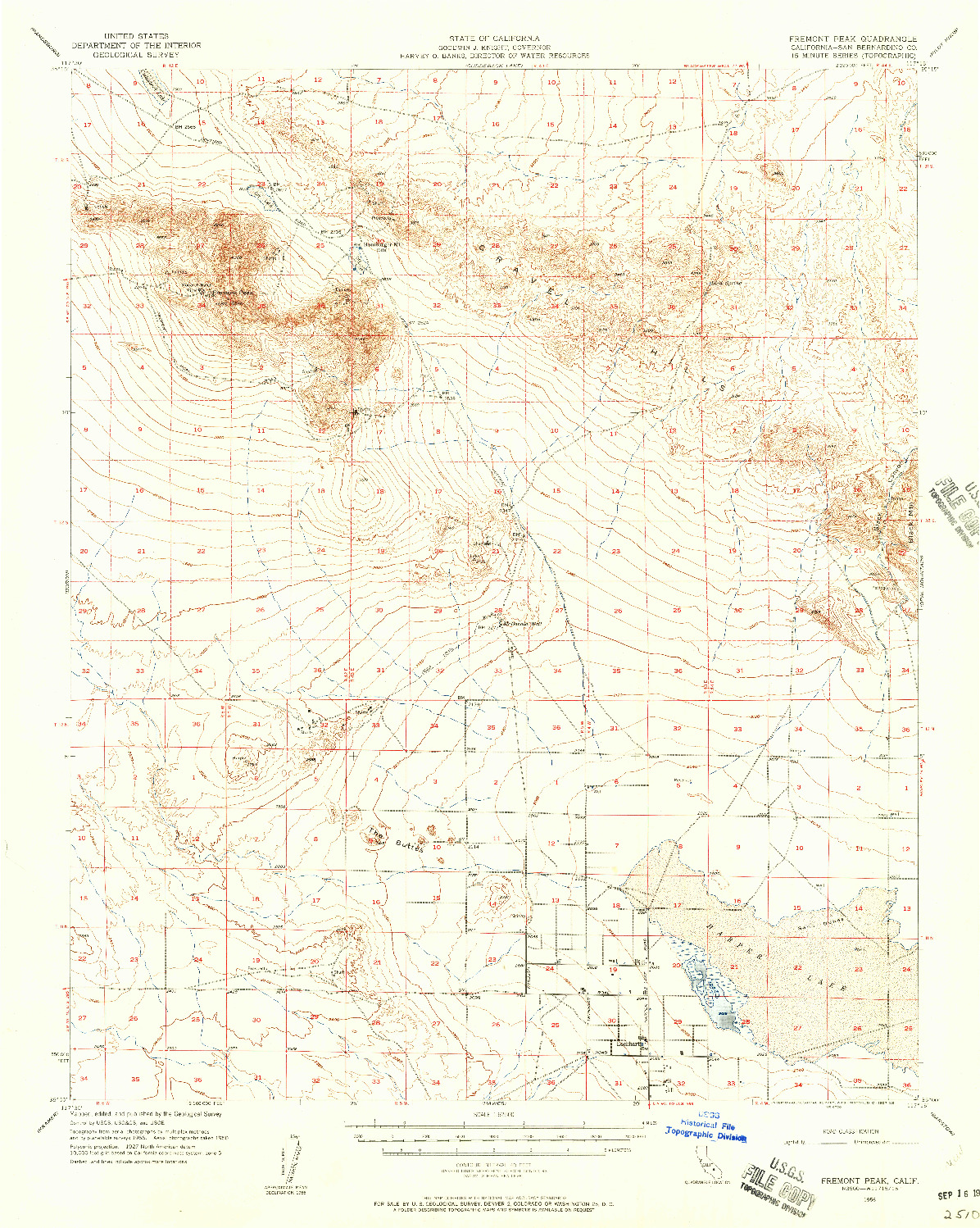 USGS 1:62500-SCALE QUADRANGLE FOR FREMONT PEAK, CA 1956