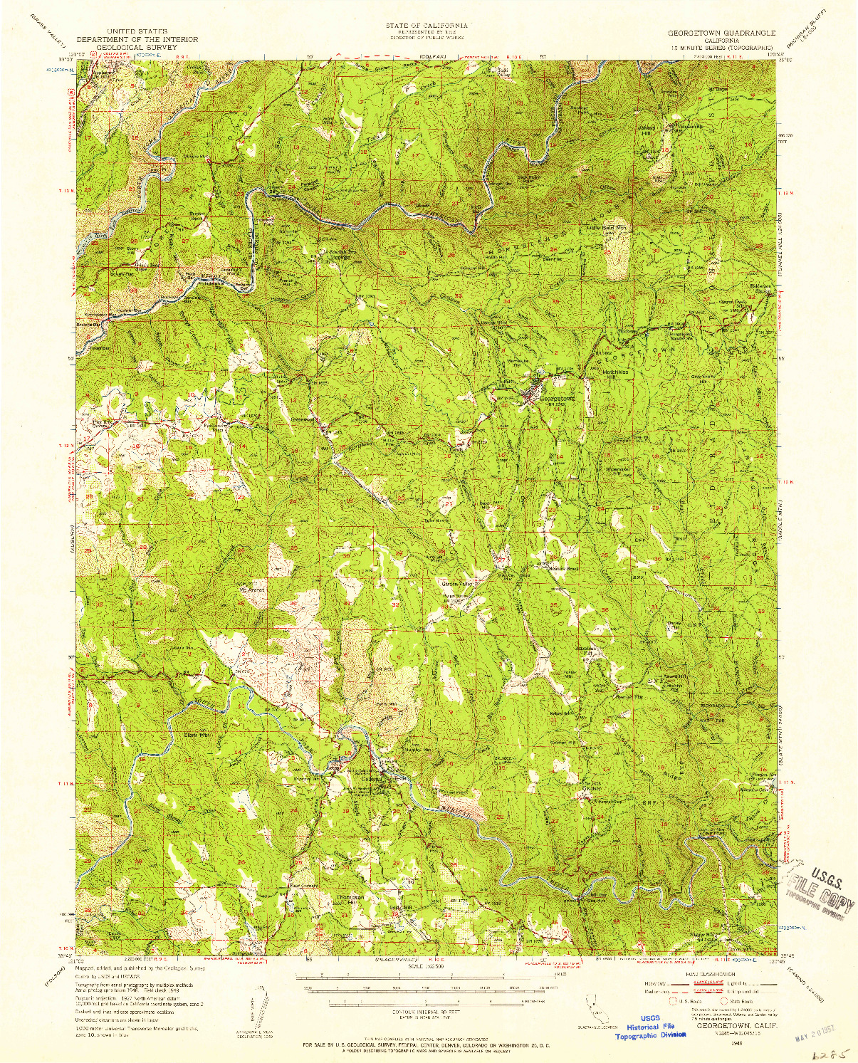 USGS 1:62500-SCALE QUADRANGLE FOR GEORGETOWN, CA 1949