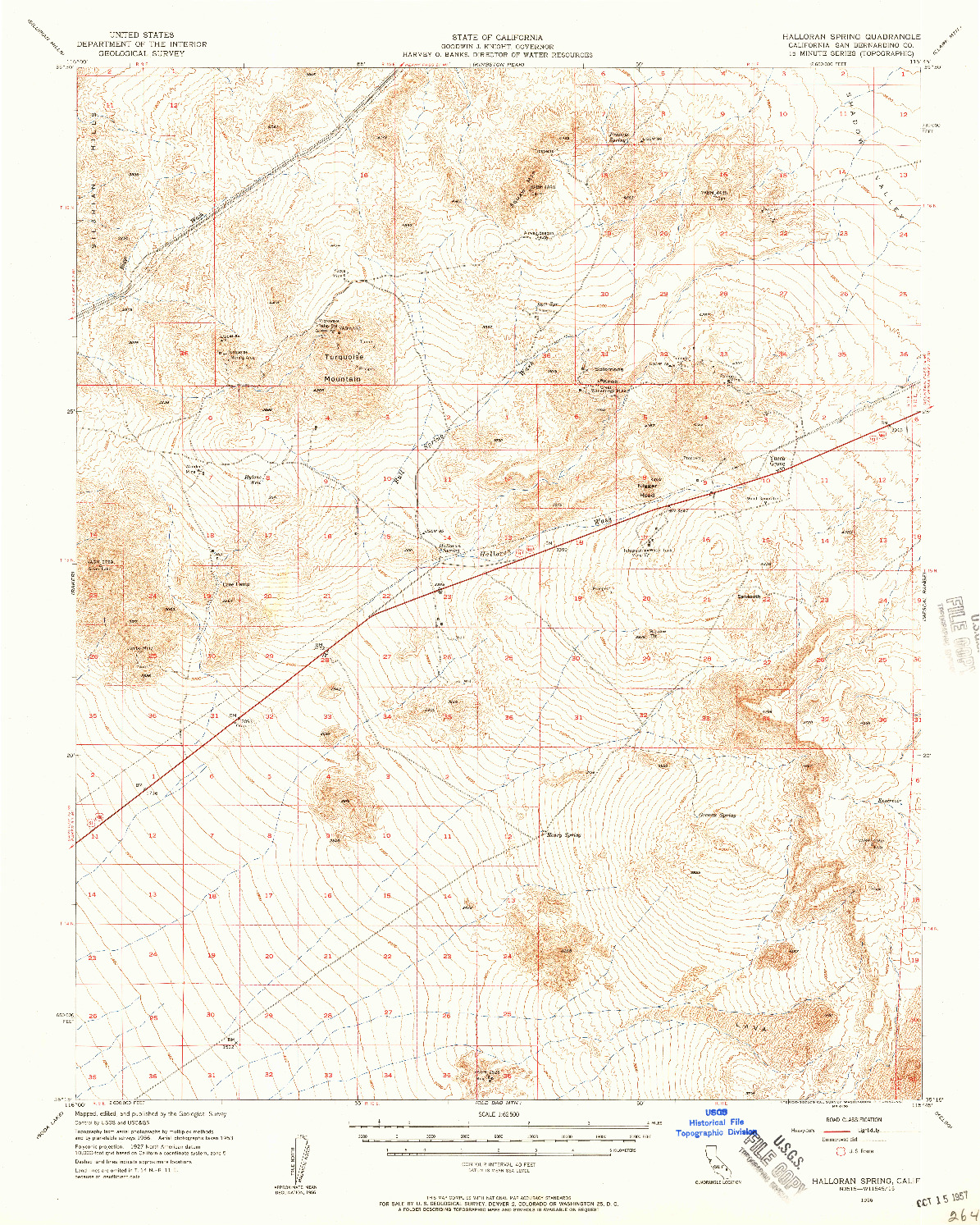 USGS 1:62500-SCALE QUADRANGLE FOR HALLORAN SPRING, CA 1956