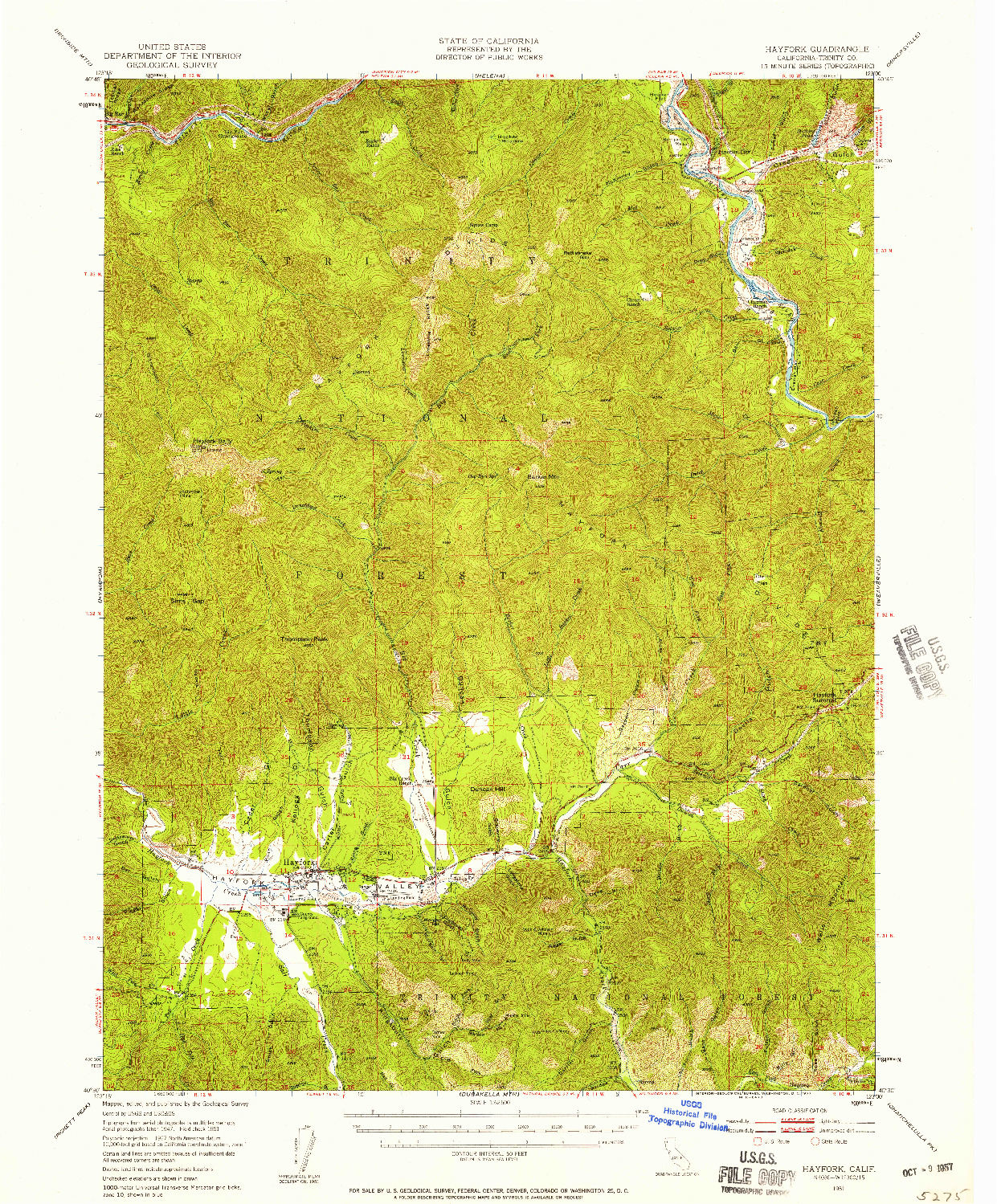 USGS 1:62500-SCALE QUADRANGLE FOR HAYFORK, CA 1951