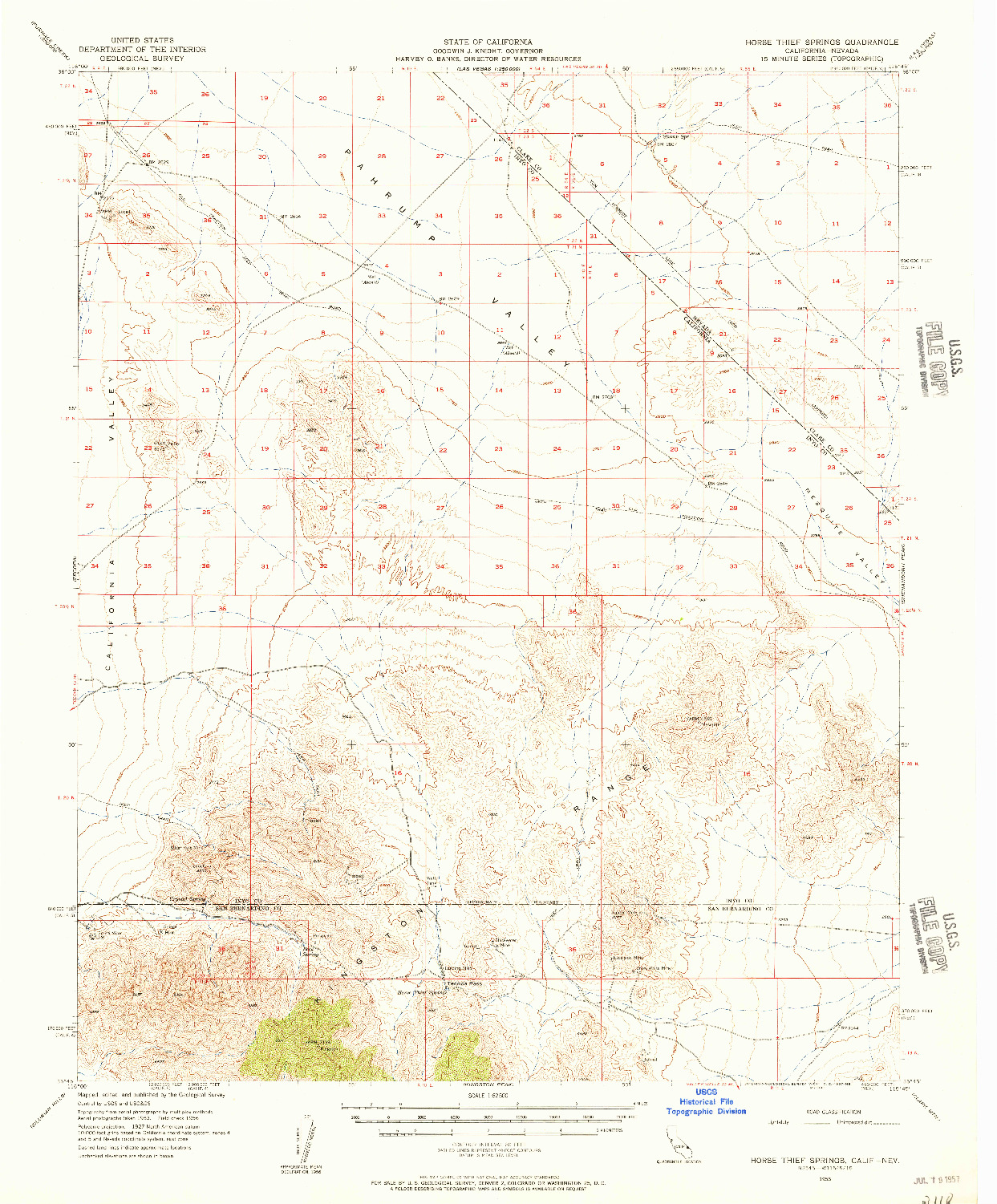 USGS 1:62500-SCALE QUADRANGLE FOR HORSE THIEF SPRINGS, CA 1956