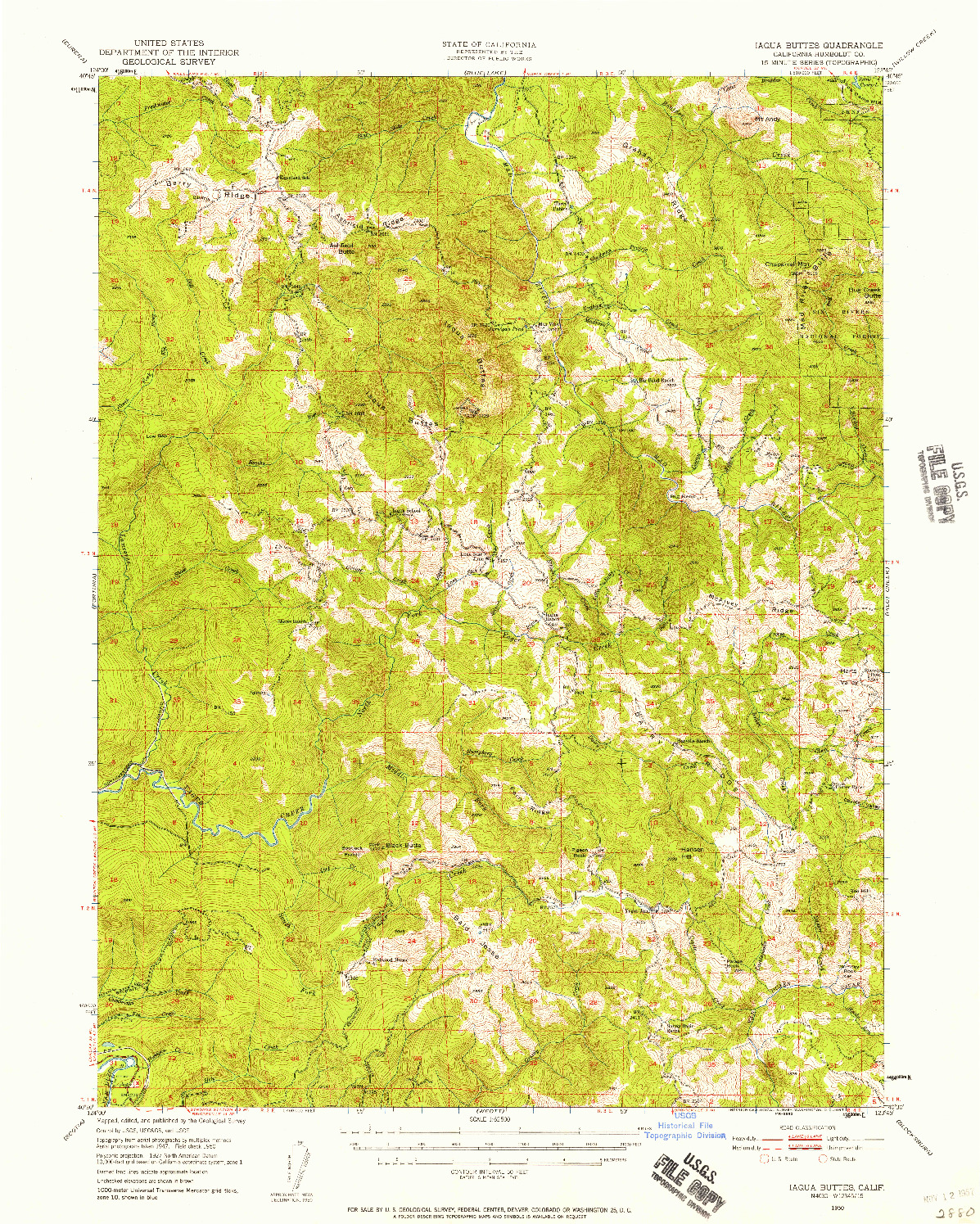 USGS 1:62500-SCALE QUADRANGLE FOR IAQUA BUTTES, CA 1950