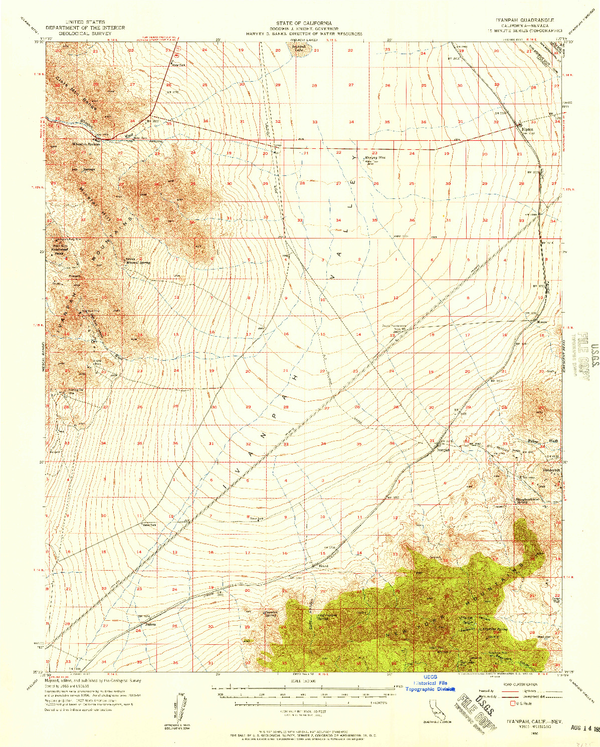 USGS 1:62500-SCALE QUADRANGLE FOR IVANPAH, CA 1956