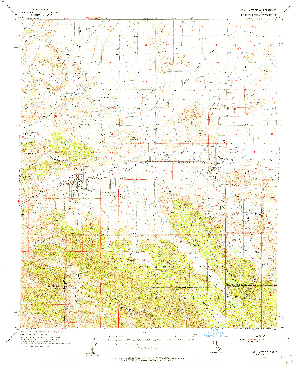 USGS 1:62500-SCALE QUADRANGLE FOR JOSHUA TREE, CA 1955