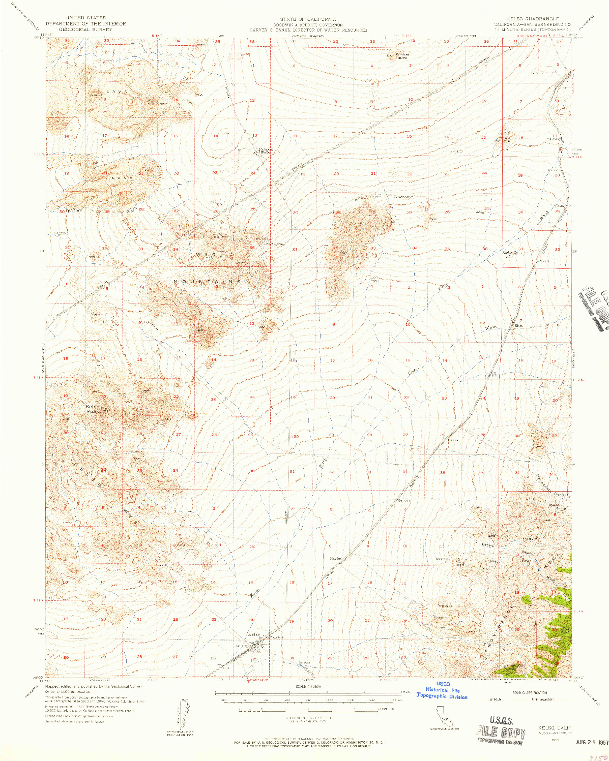 USGS 1:62500-SCALE QUADRANGLE FOR KELSO, CA 1955