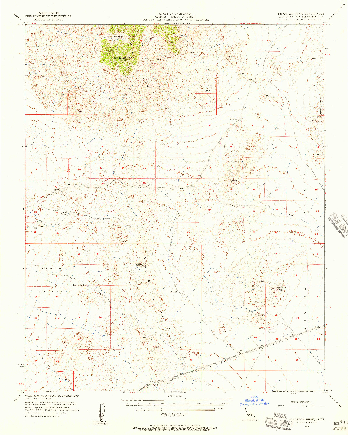 USGS 1:62500-SCALE QUADRANGLE FOR KINGSTON PEAK, CA 1955
