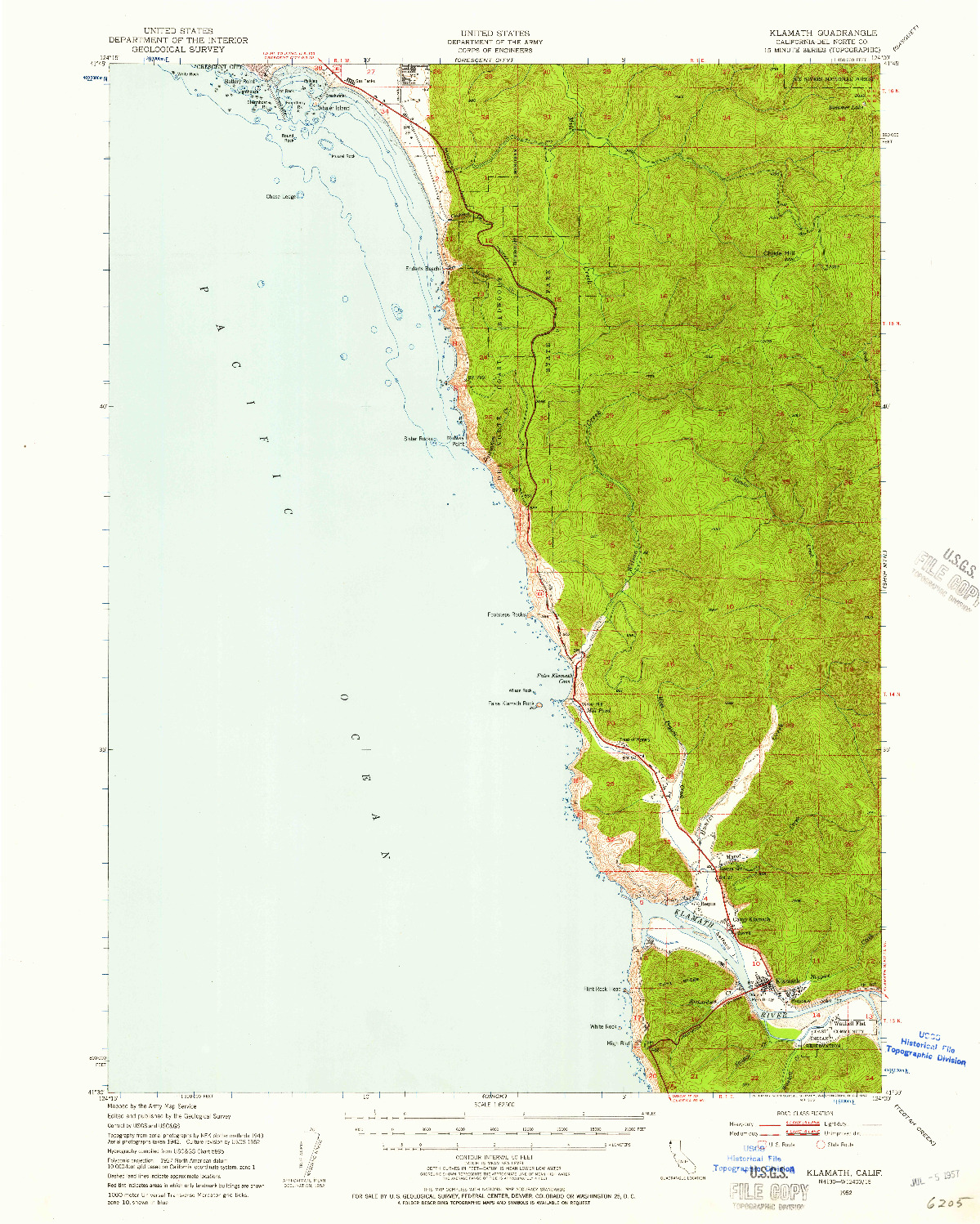 USGS 1:62500-SCALE QUADRANGLE FOR KLAMATH, CA 1952