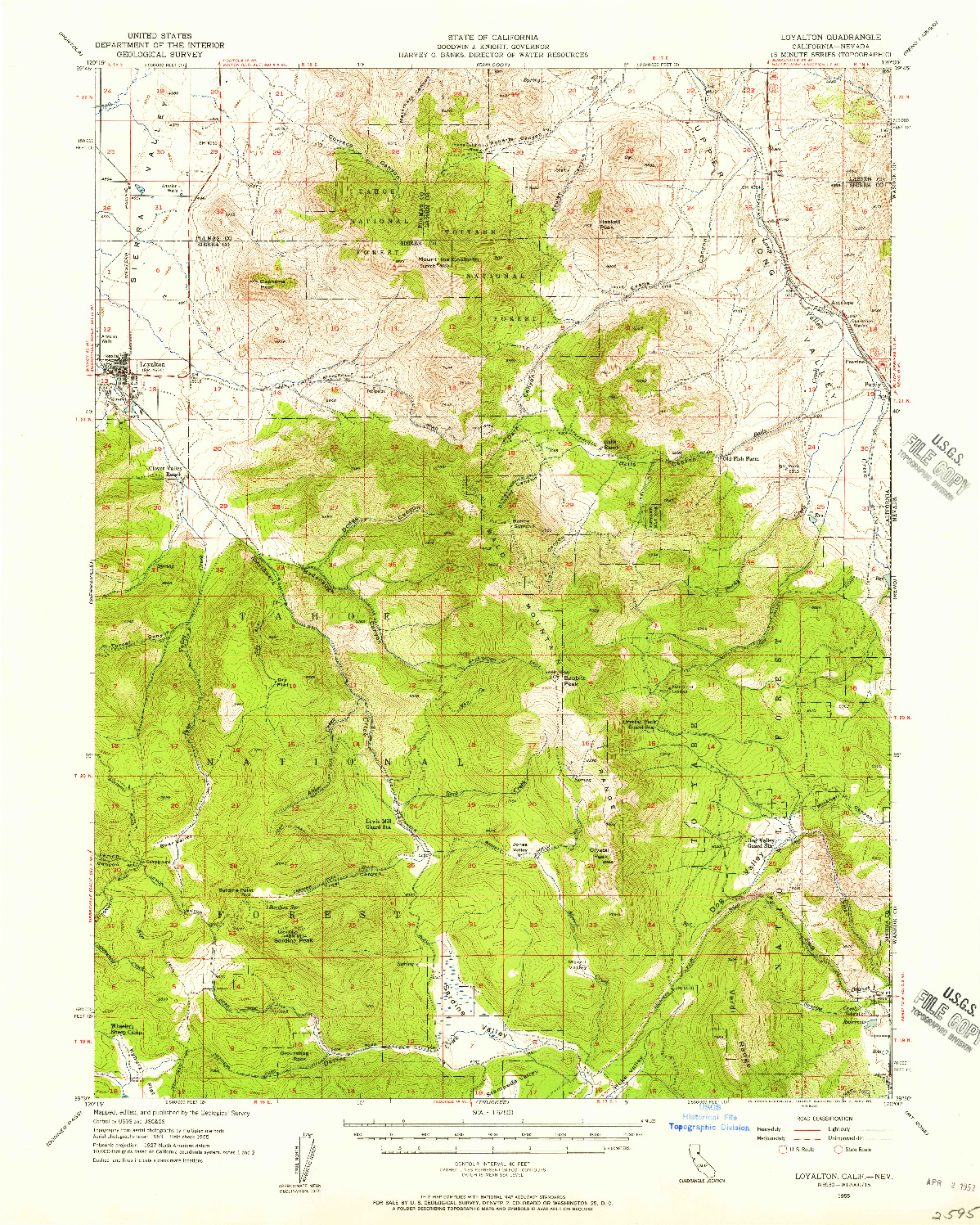 USGS 1:62500-SCALE QUADRANGLE FOR LOYALTON, CA 1955