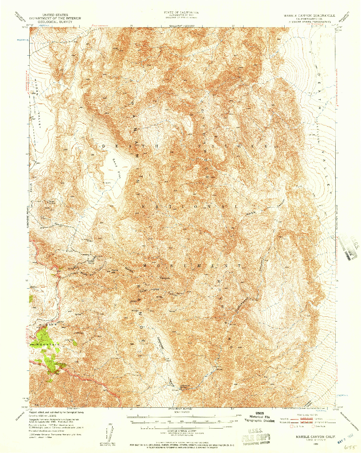 USGS 1:62500-SCALE QUADRANGLE FOR MARBLE CANYON, CA 1951