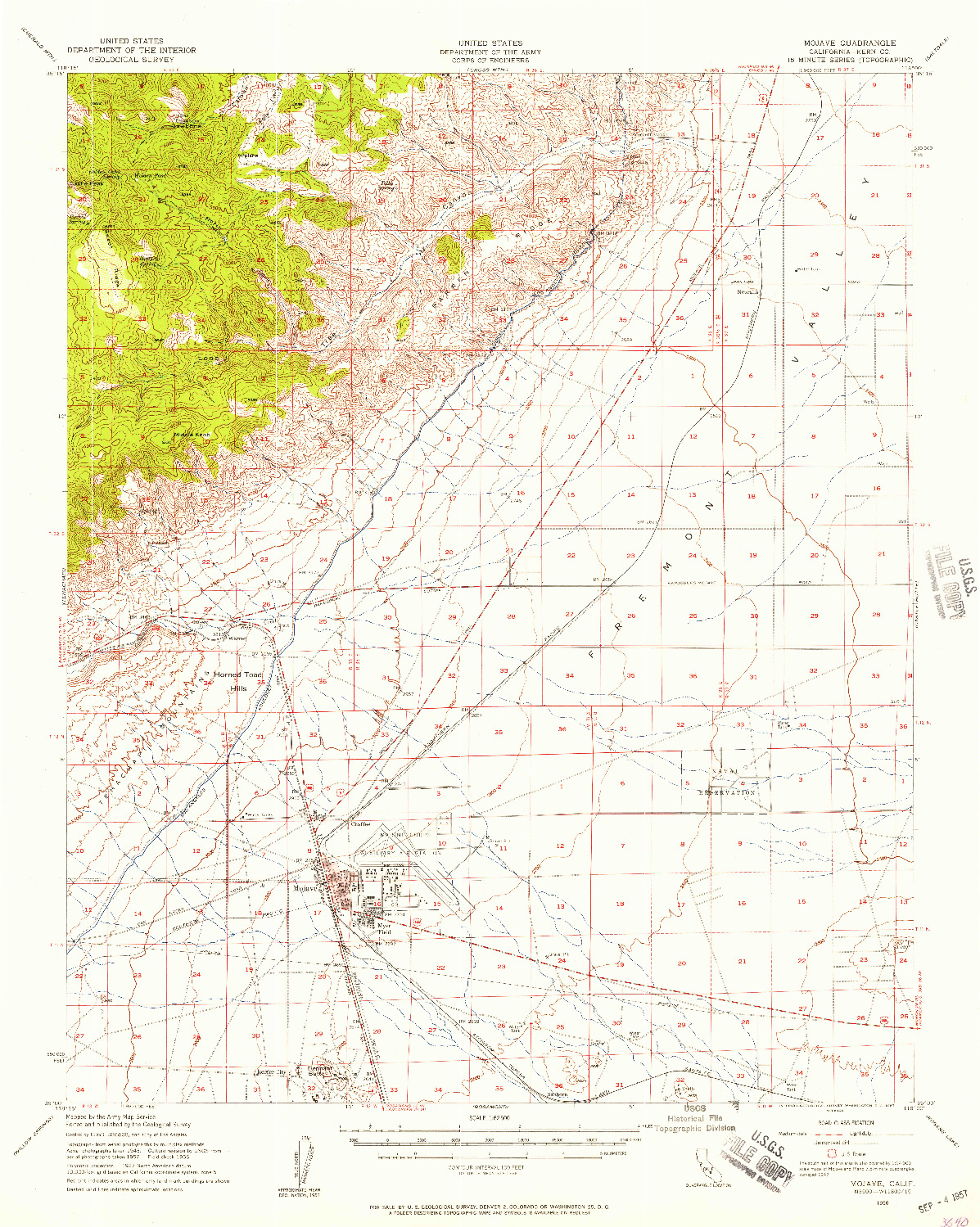 USGS 1:62500-SCALE QUADRANGLE FOR MOJAVE, CA 1956