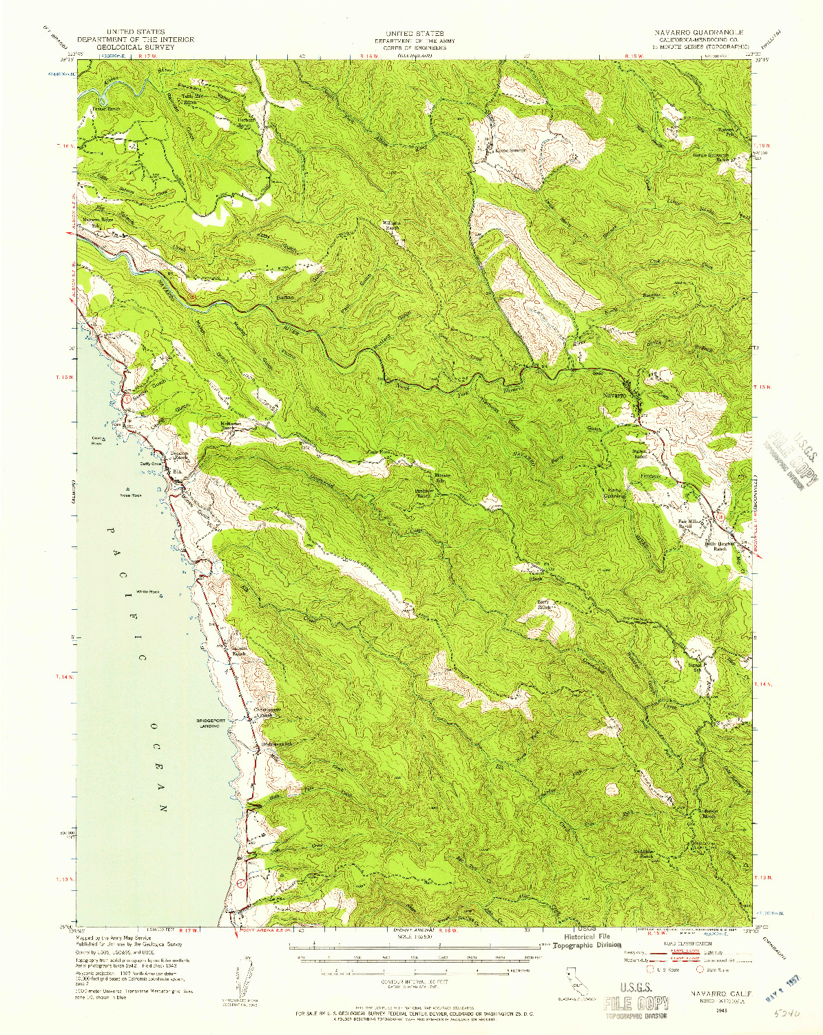 USGS 1:62500-SCALE QUADRANGLE FOR NAVARRO, CA 1943