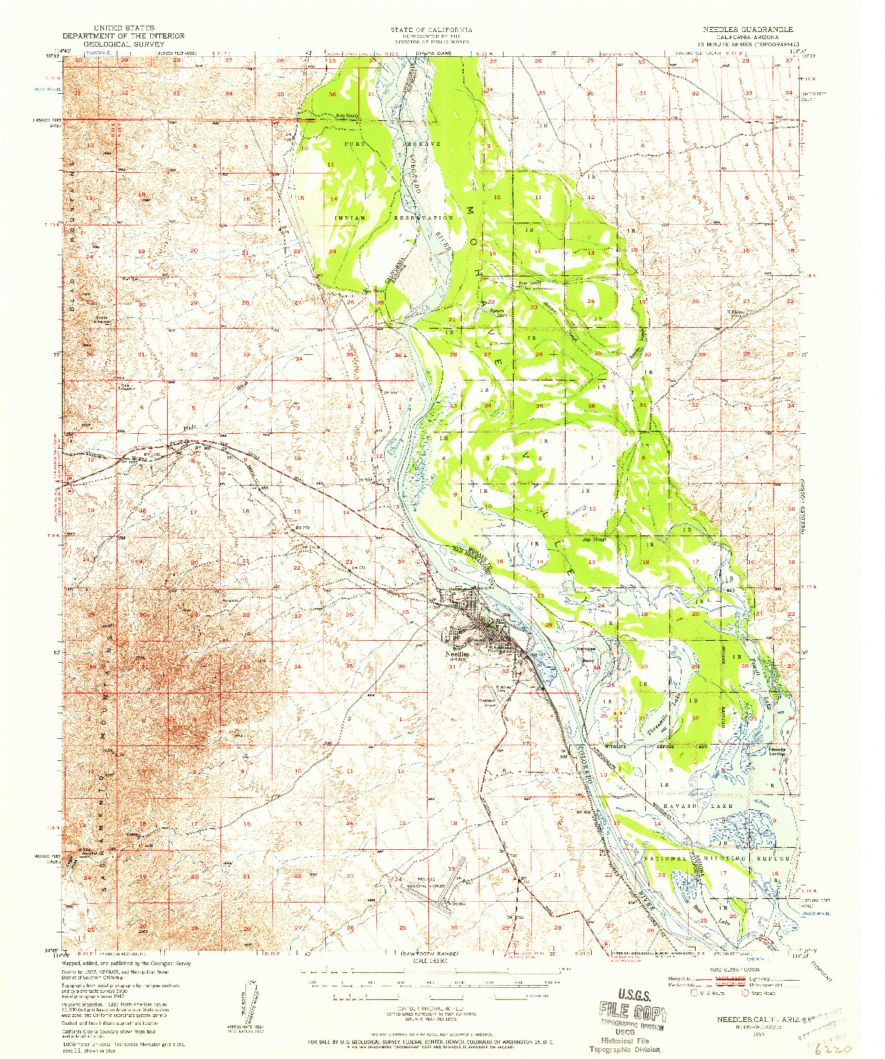 USGS 1:62500-SCALE QUADRANGLE FOR NEEDLES, CA 1950