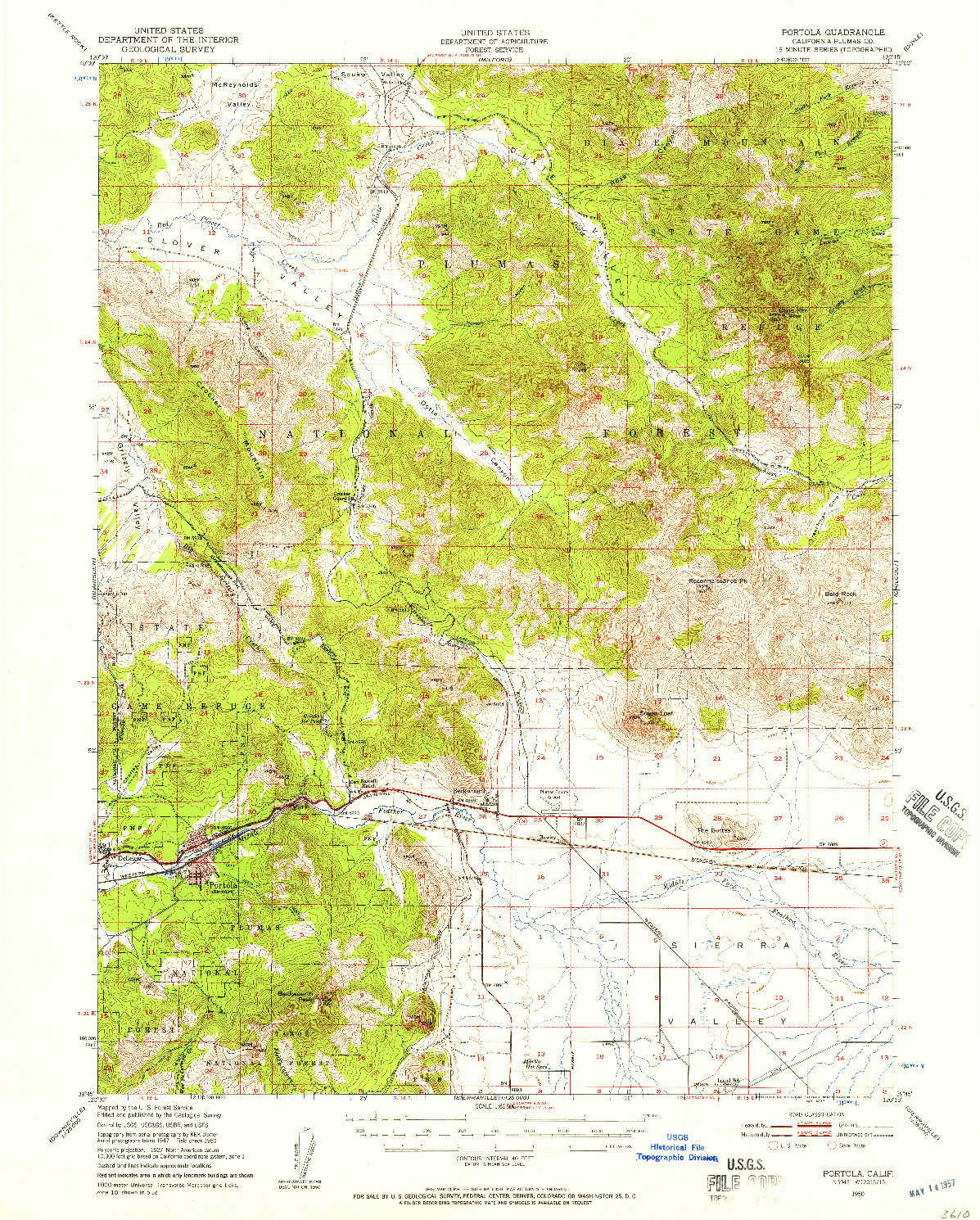 USGS 1:62500-SCALE QUADRANGLE FOR PORTOLA, CA 1950