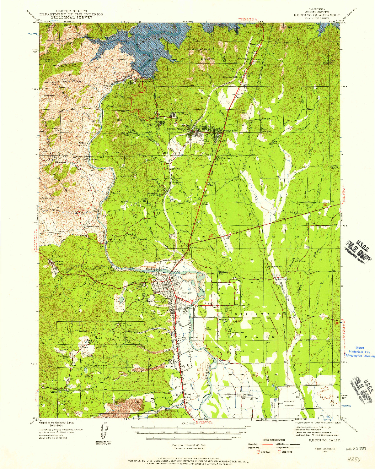 USGS 1:62500-SCALE QUADRANGLE FOR REDDING, CA 1944