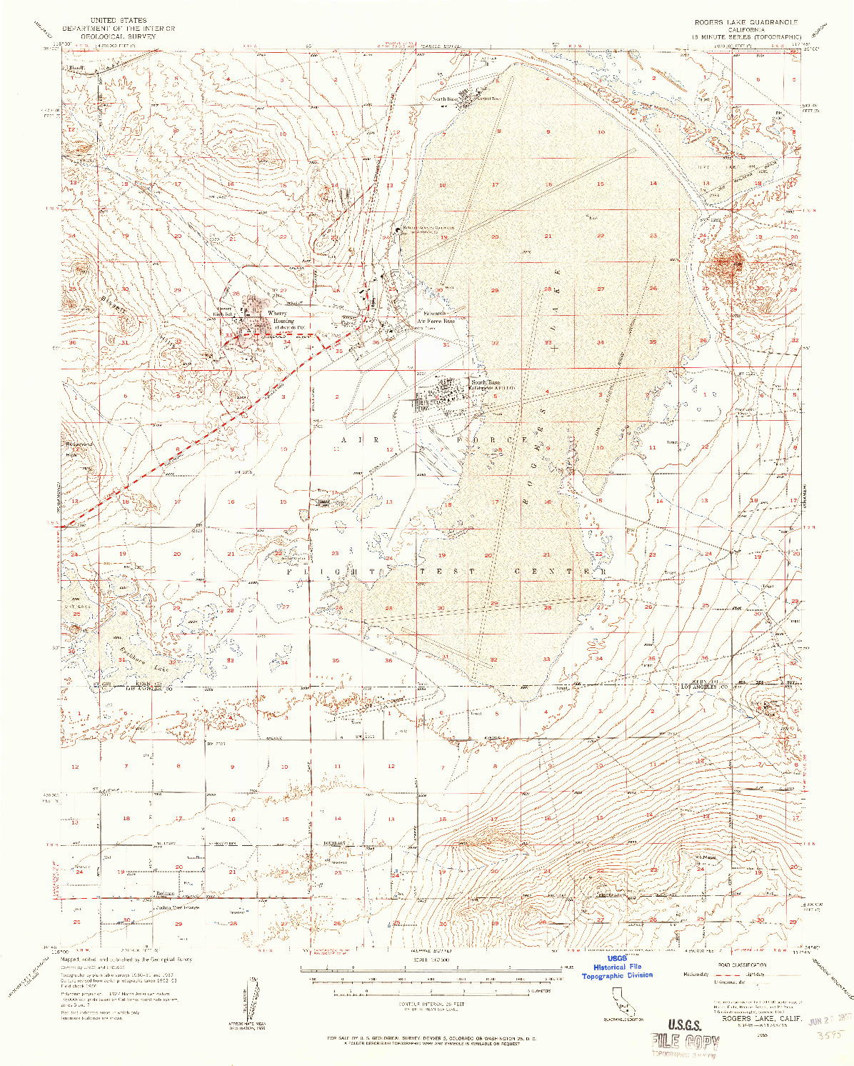 USGS 1:62500-SCALE QUADRANGLE FOR ROGERS LAKE, CA 1956