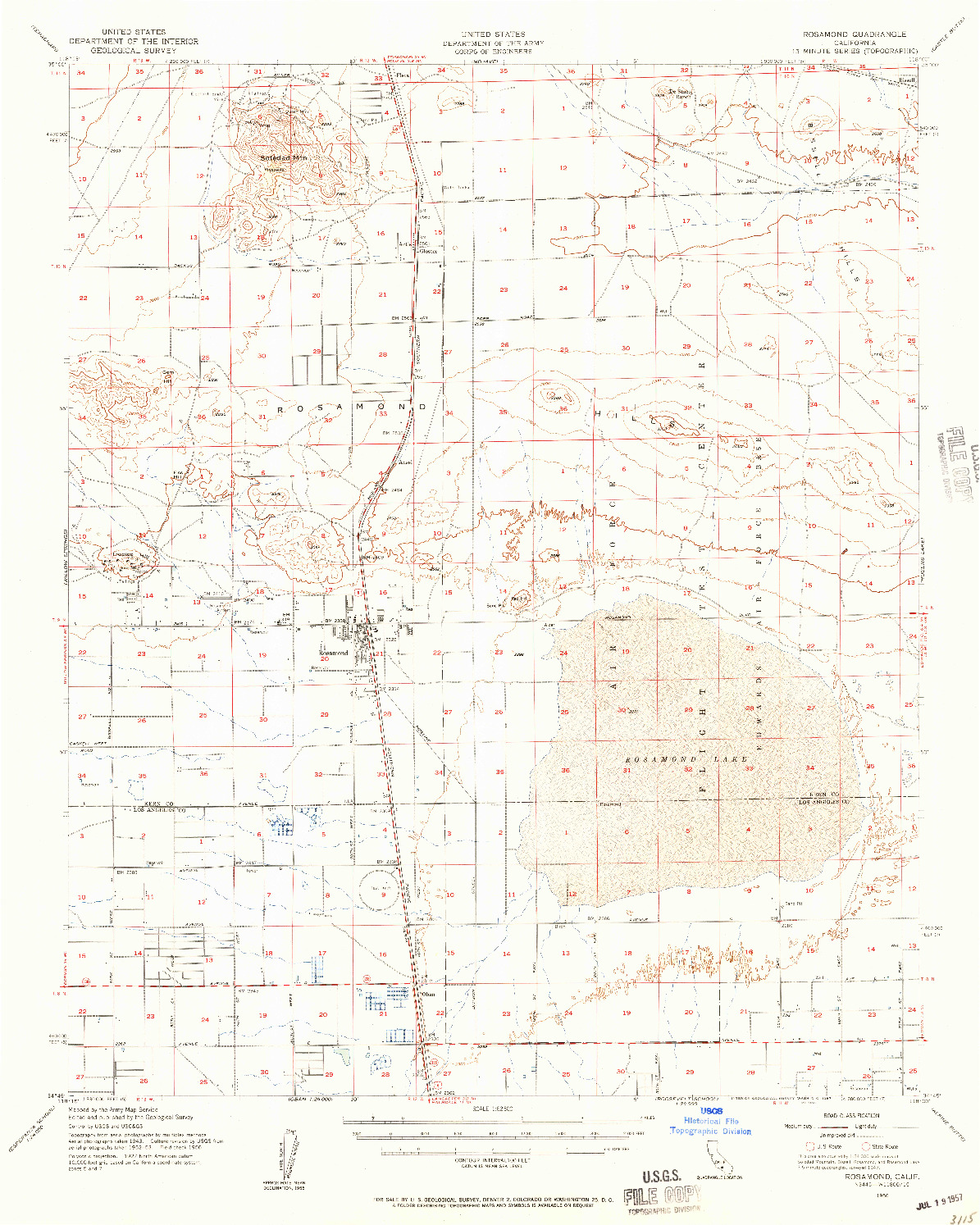 USGS 1:62500-SCALE QUADRANGLE FOR ROSAMOND, CA 1956