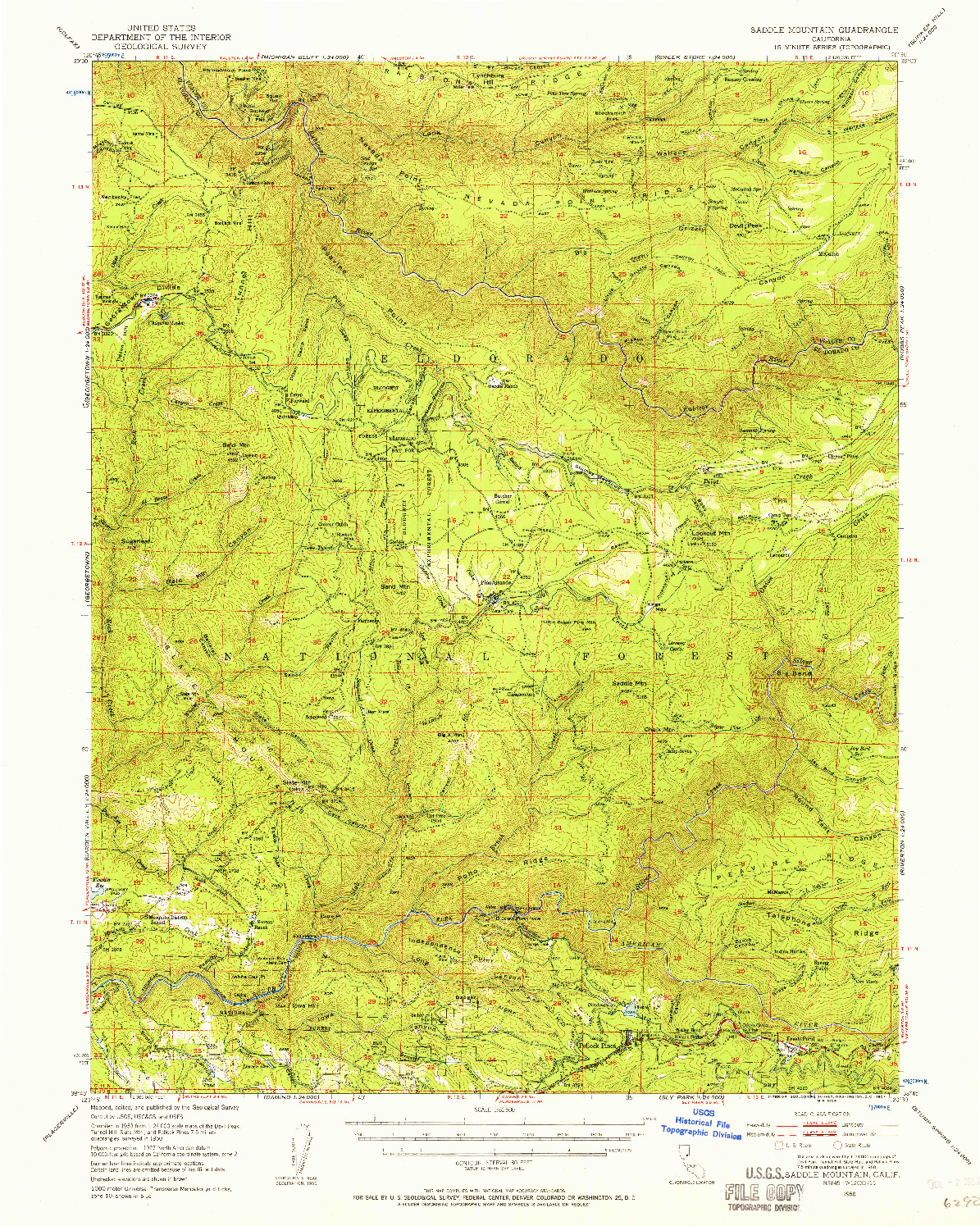 USGS 1:62500-SCALE QUADRANGLE FOR SADDLE MOUNTAIN, CA 1950