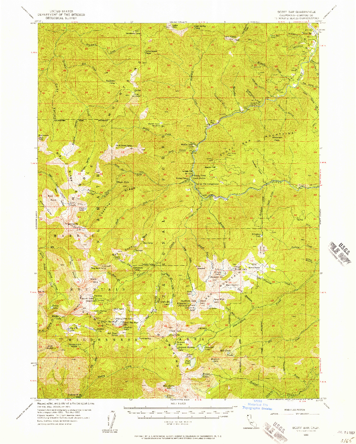 USGS 1:62500-SCALE QUADRANGLE FOR SCOTT BAR, CA 1955