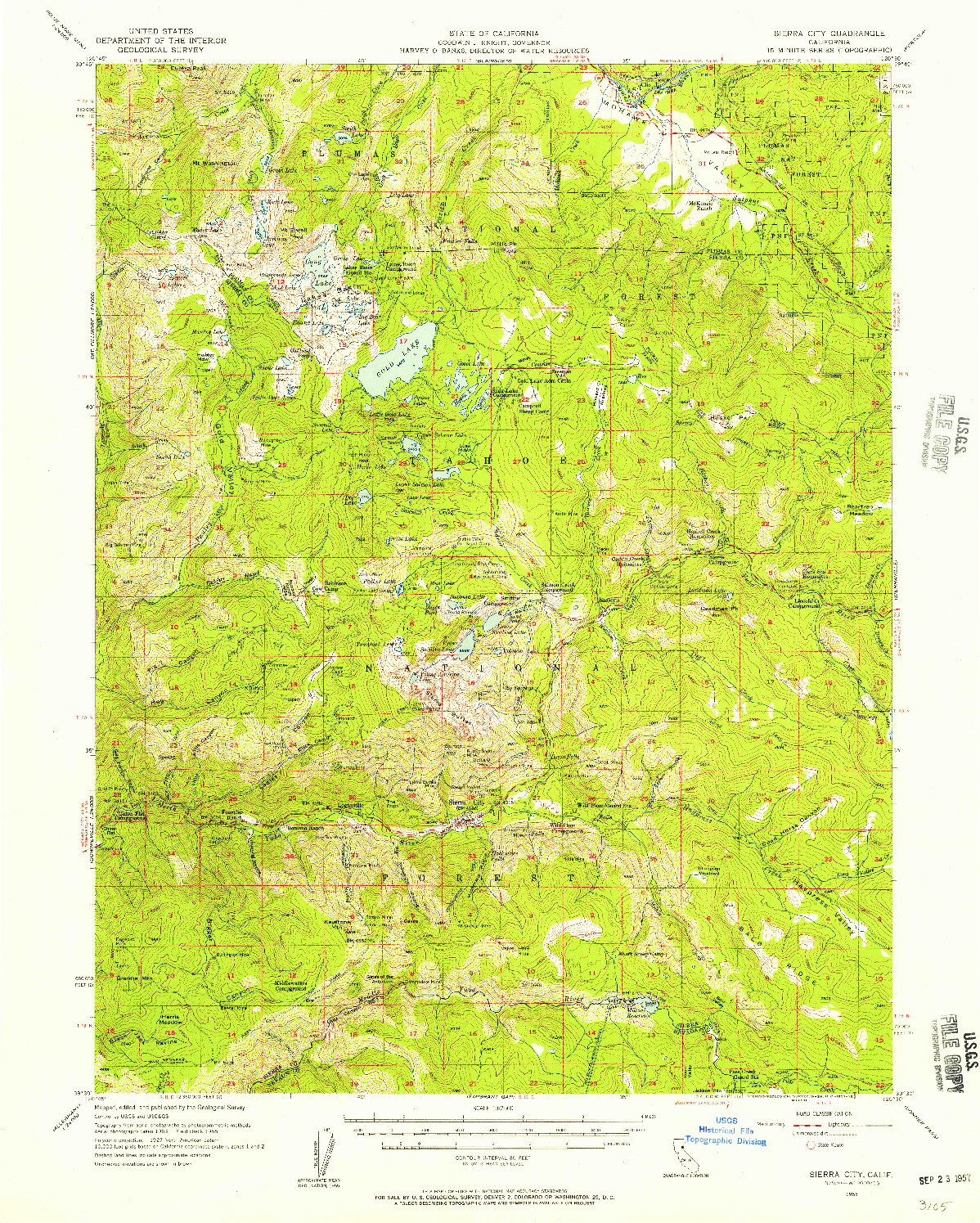 USGS 1:62500-SCALE QUADRANGLE FOR SIERRA CITY, CA 1955