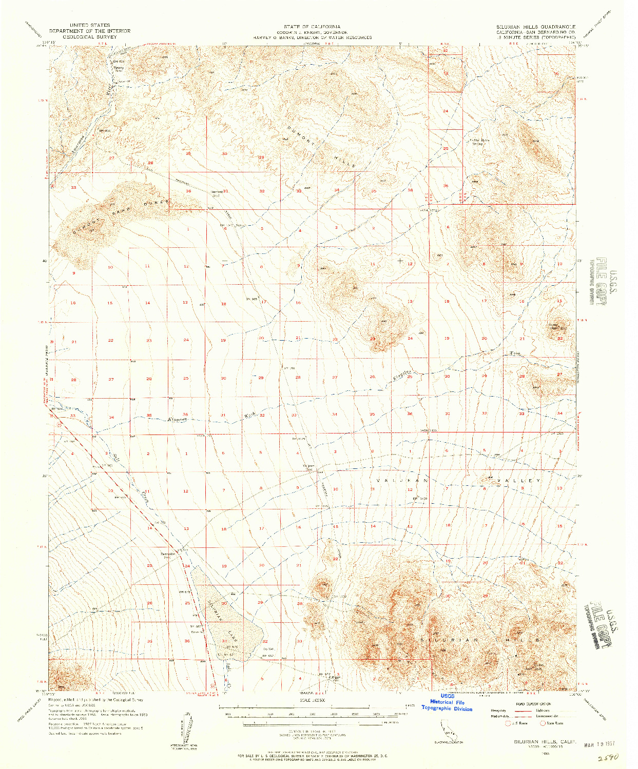 USGS 1:62500-SCALE QUADRANGLE FOR SILURIAN HILLS, CA 1956