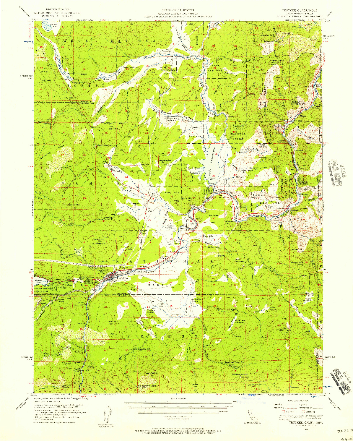 USGS 1:62500-SCALE QUADRANGLE FOR TRUCKEE, CA 1955