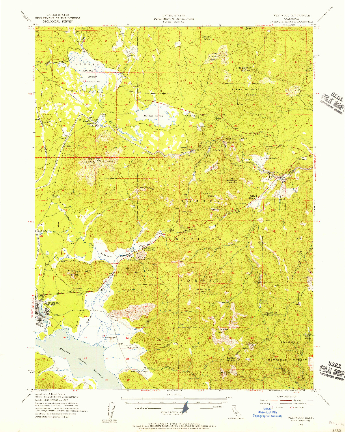 USGS 1:62500-SCALE QUADRANGLE FOR WESTWOOD, CA 1955