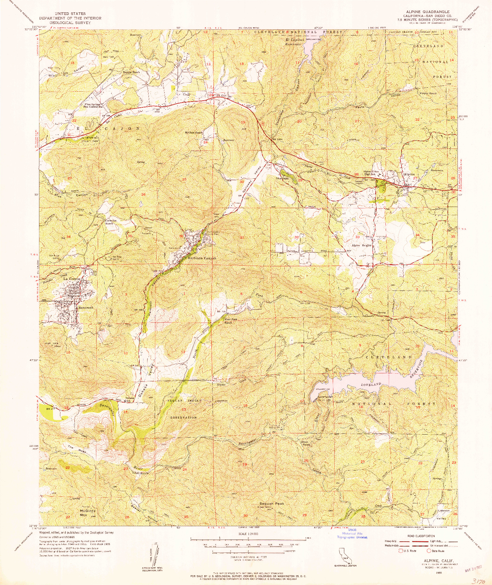 USGS 1:24000-SCALE QUADRANGLE FOR ALPINE, CA 1955