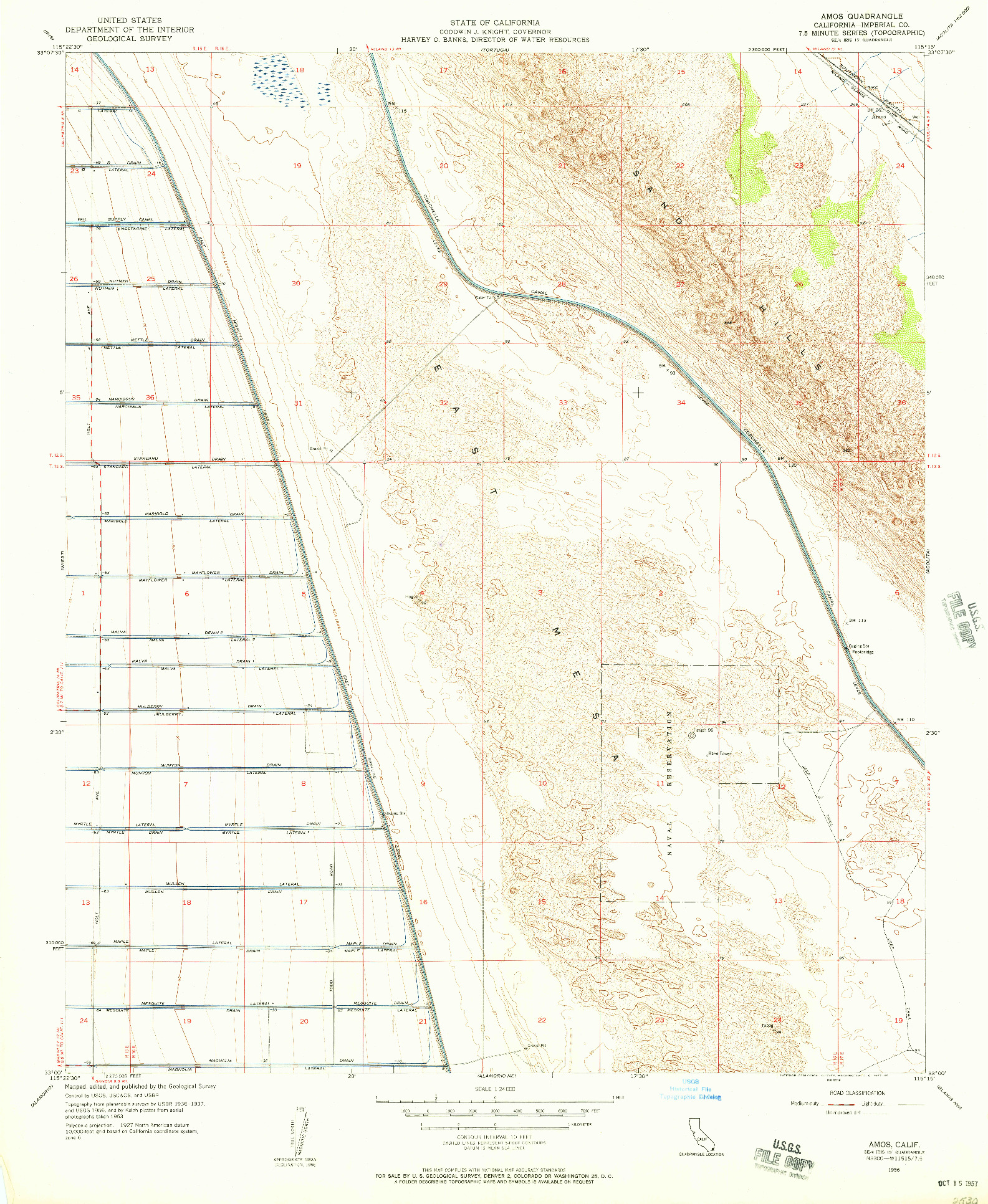 USGS 1:24000-SCALE QUADRANGLE FOR AMOS, CA 1956