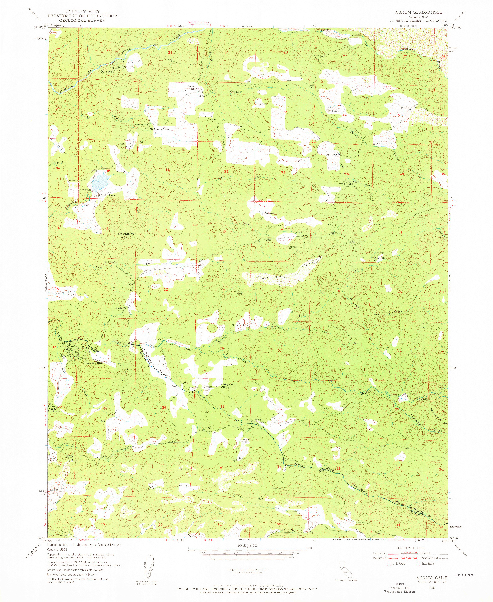 USGS 1:24000-SCALE QUADRANGLE FOR AUKUM, CA 1952
