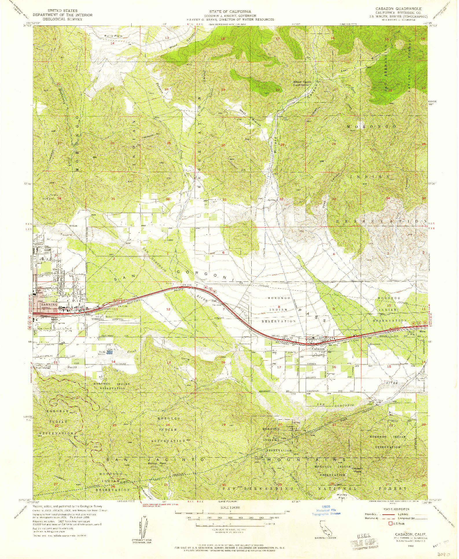 USGS 1:24000-SCALE QUADRANGLE FOR CABAZON, CA 1956