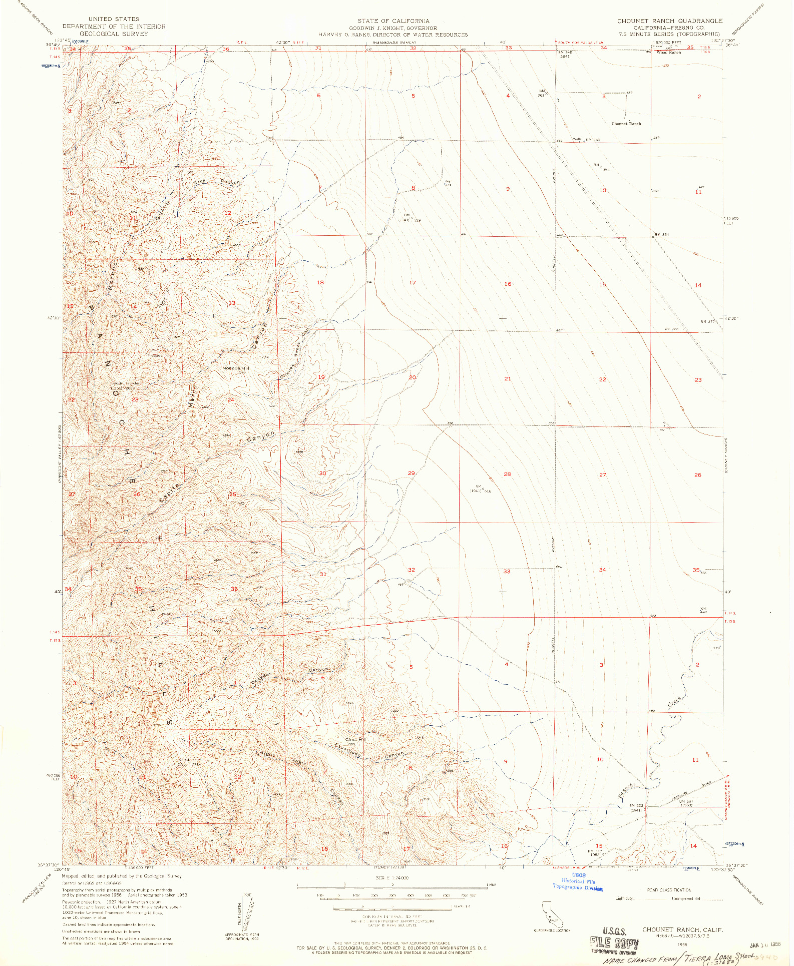 USGS 1:24000-SCALE QUADRANGLE FOR CHOUNET RANCH, CA 1956