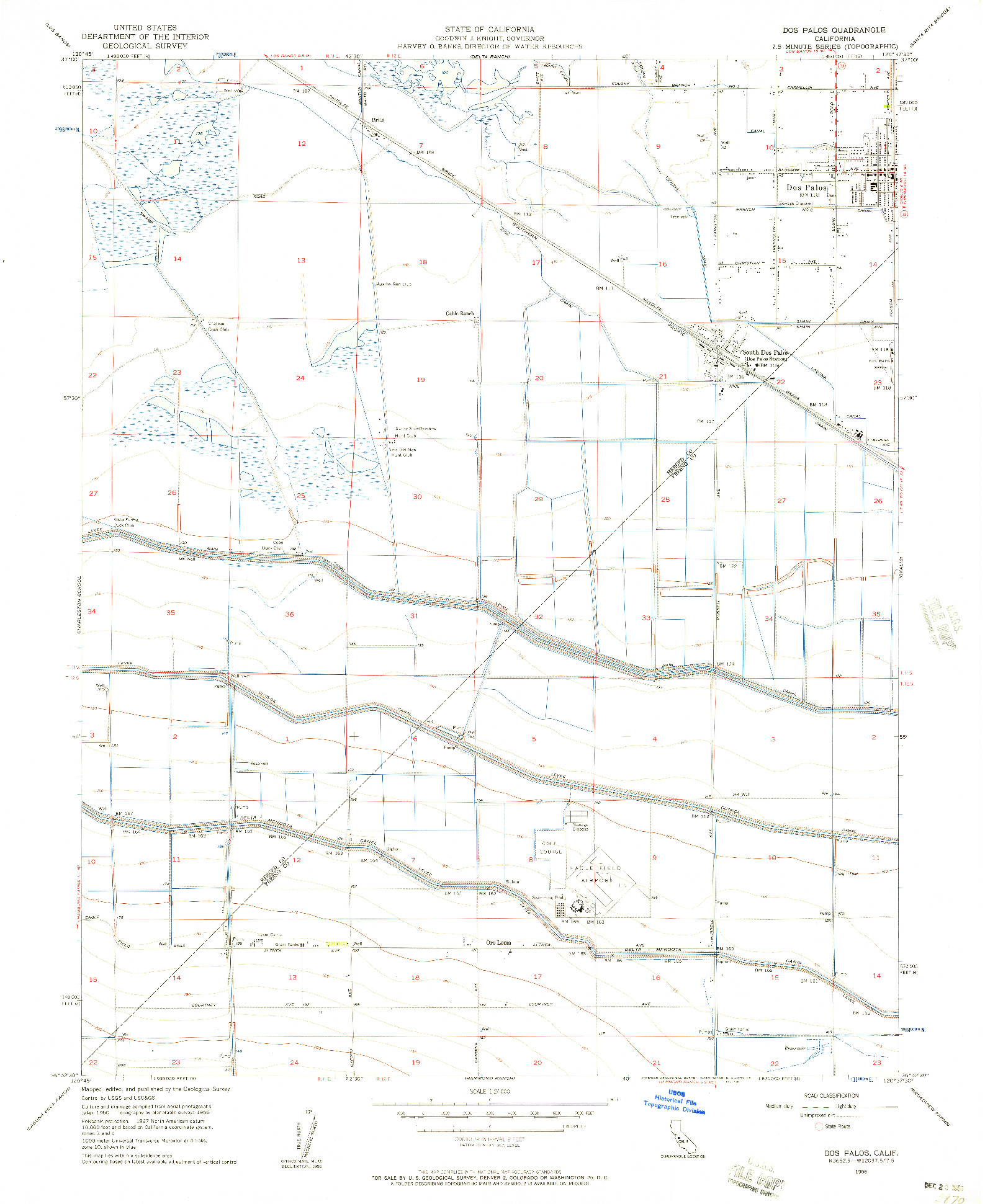 USGS 1:24000-SCALE QUADRANGLE FOR DOS PALOS, CA 1956