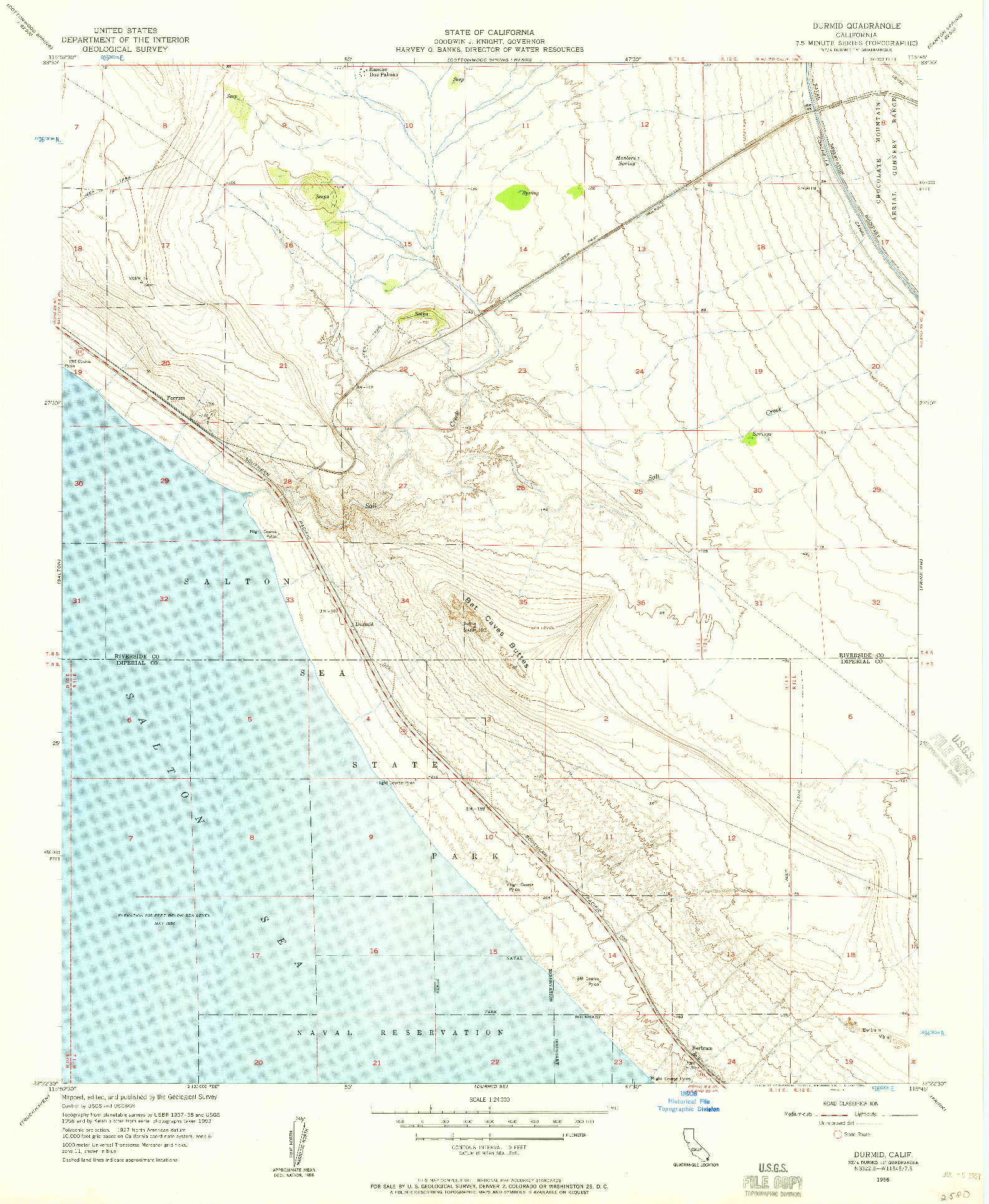 USGS 1:24000-SCALE QUADRANGLE FOR DURMID, CA 1956