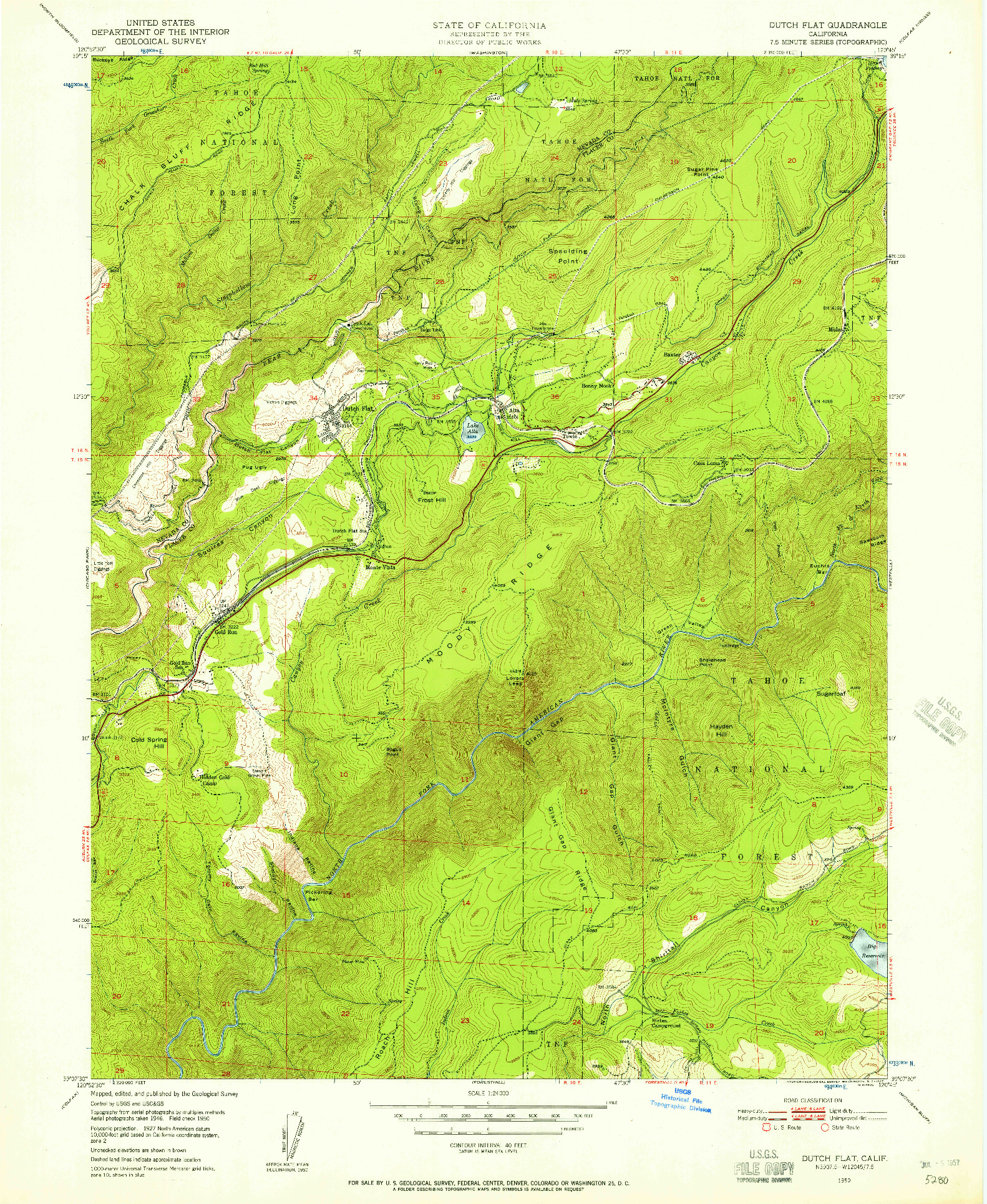 USGS 1:24000-SCALE QUADRANGLE FOR DUTCH FLAT, CA 1950