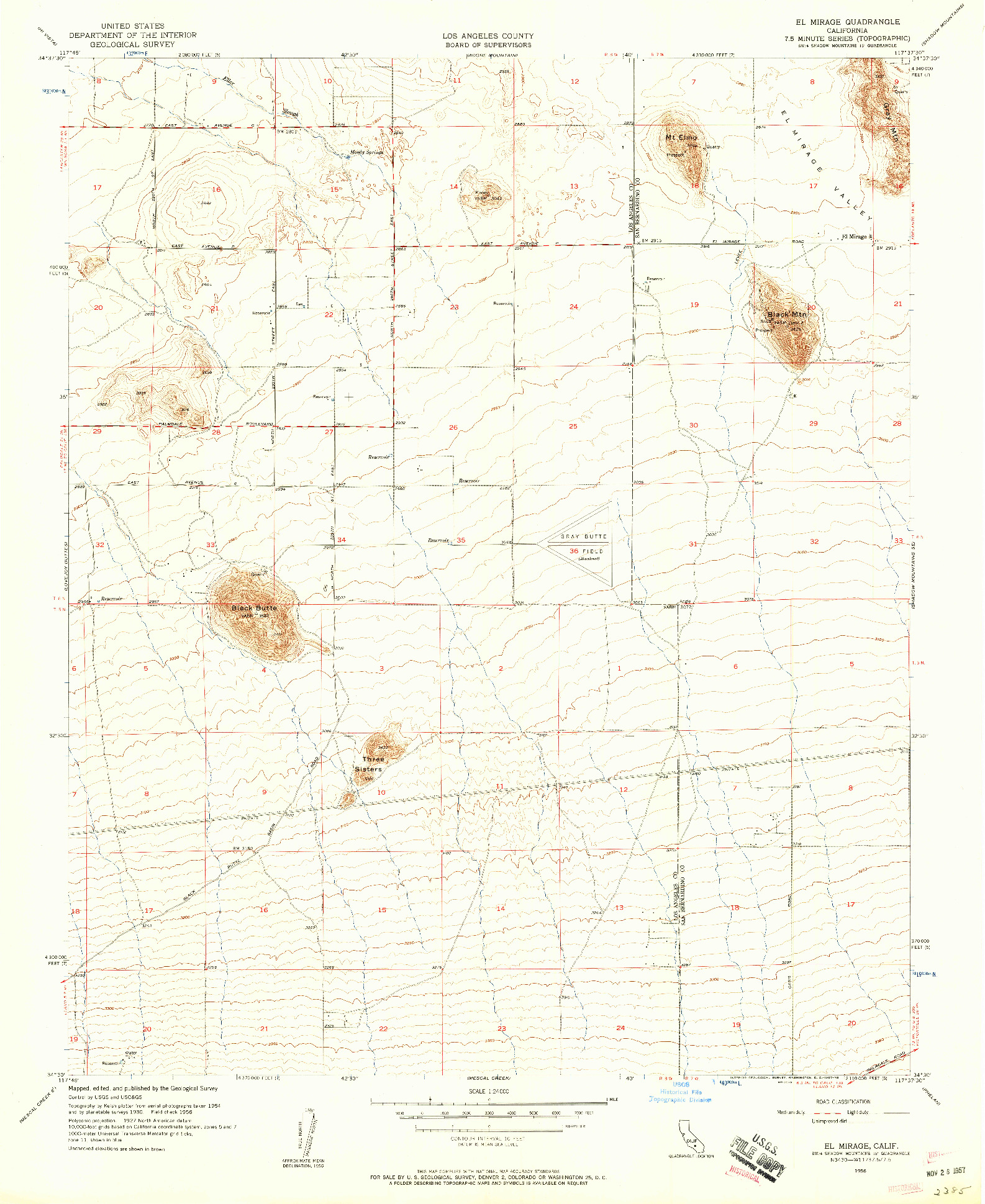 USGS 1:24000-SCALE QUADRANGLE FOR EL MIRAGE, CA 1956