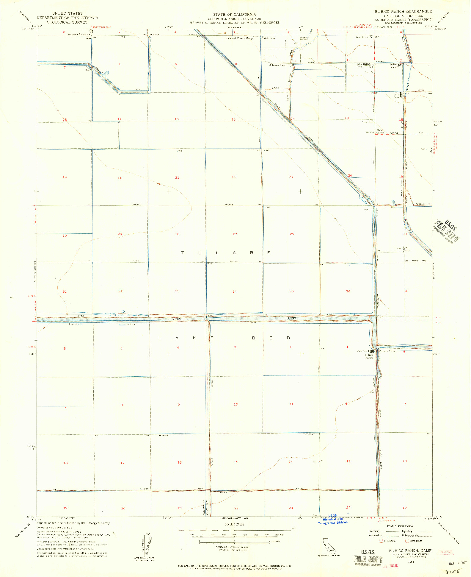 USGS 1:24000-SCALE QUADRANGLE FOR EL RICO RANCH, CA 1954