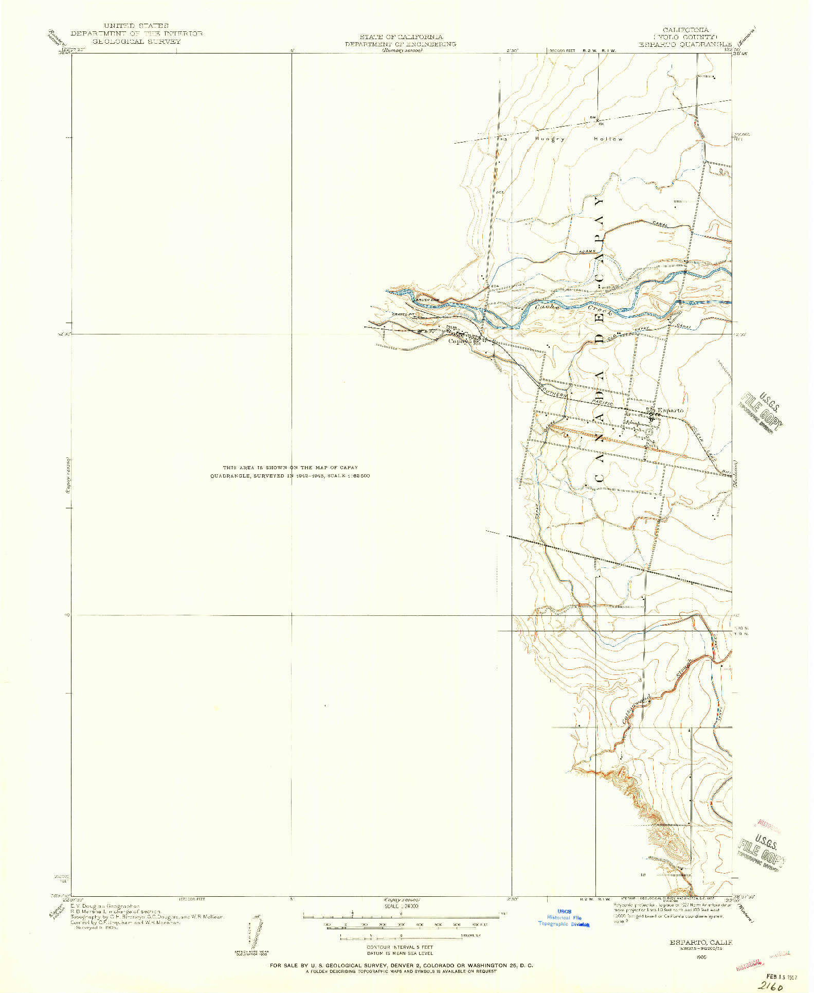 USGS 1:24000-SCALE QUADRANGLE FOR ESPARTO, CA 1905