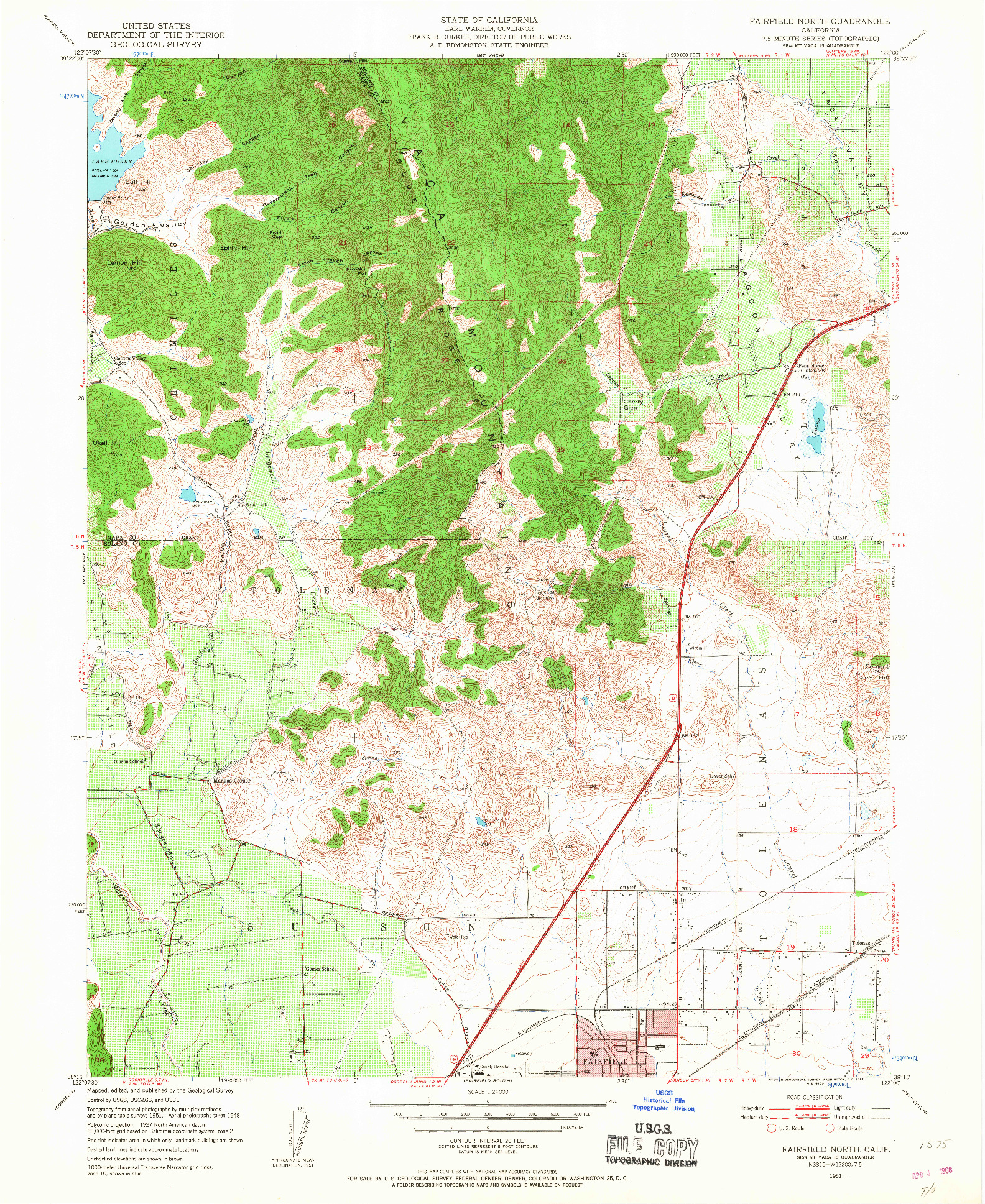 USGS 1:24000-SCALE QUADRANGLE FOR FAIRFIELD NORTH, CA 1951