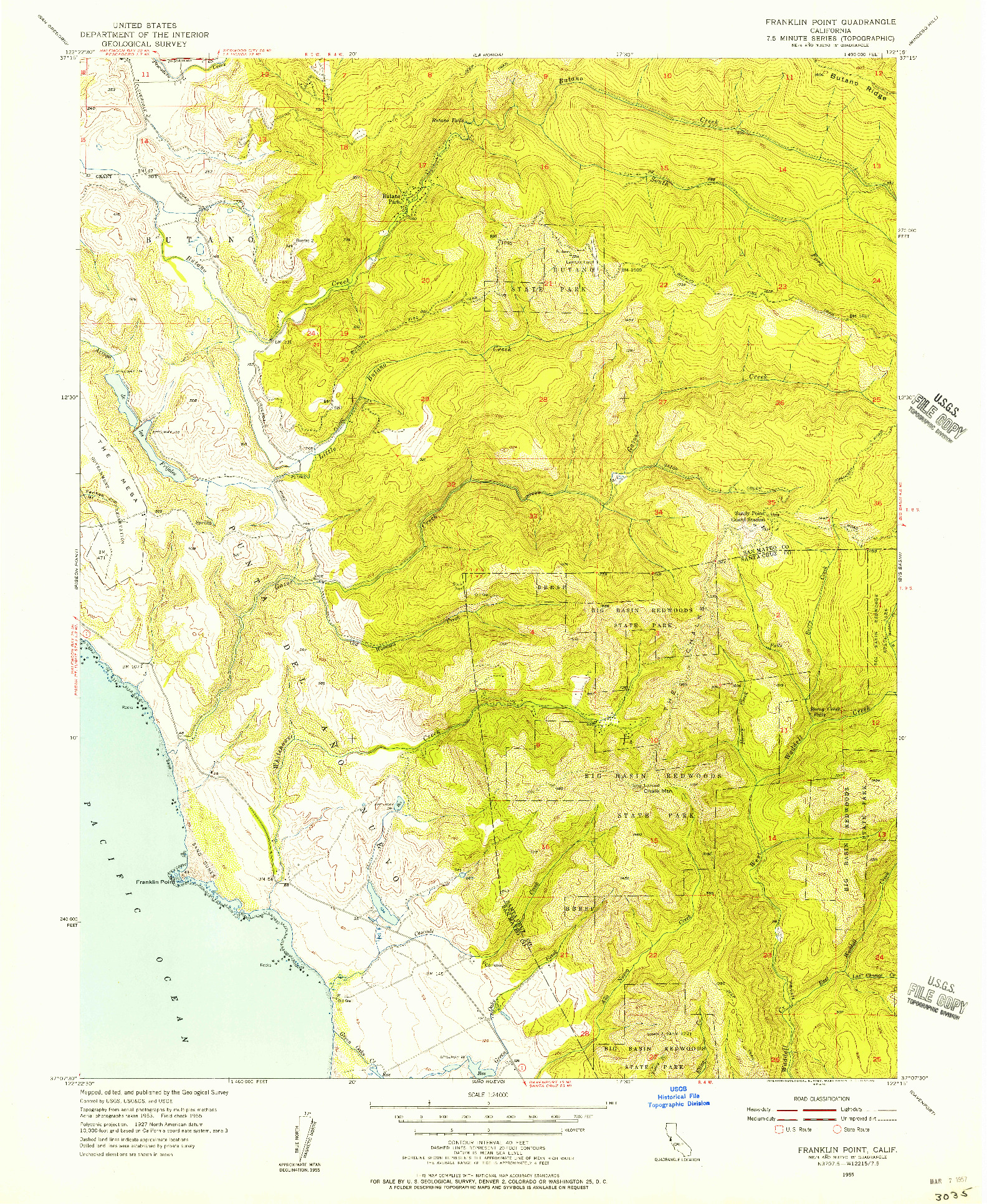 USGS 1:24000-SCALE QUADRANGLE FOR FRANKLIN POINT, CA 1955