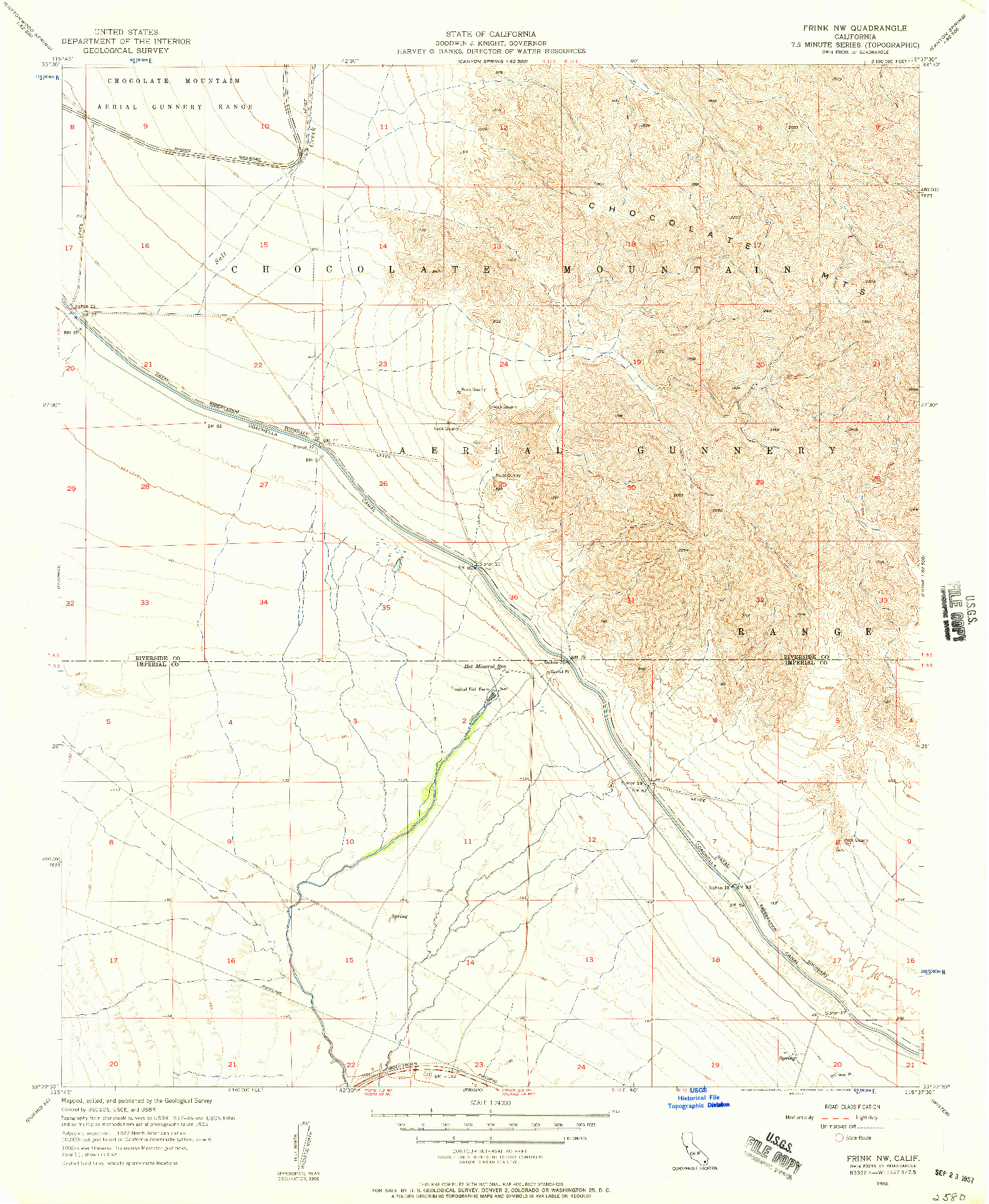 USGS 1:24000-SCALE QUADRANGLE FOR FRINK NW, CA 1956