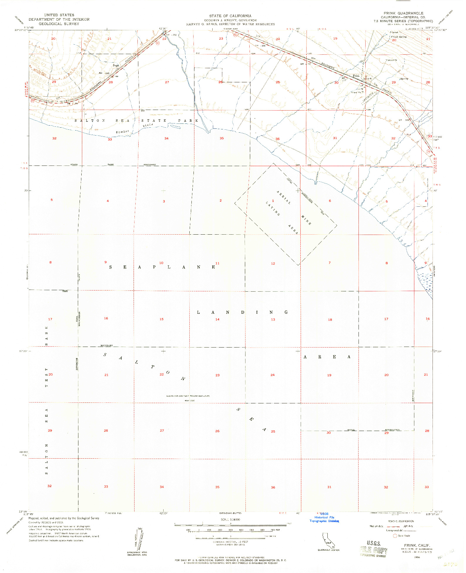 USGS 1:24000-SCALE QUADRANGLE FOR FRINK, CA 1956